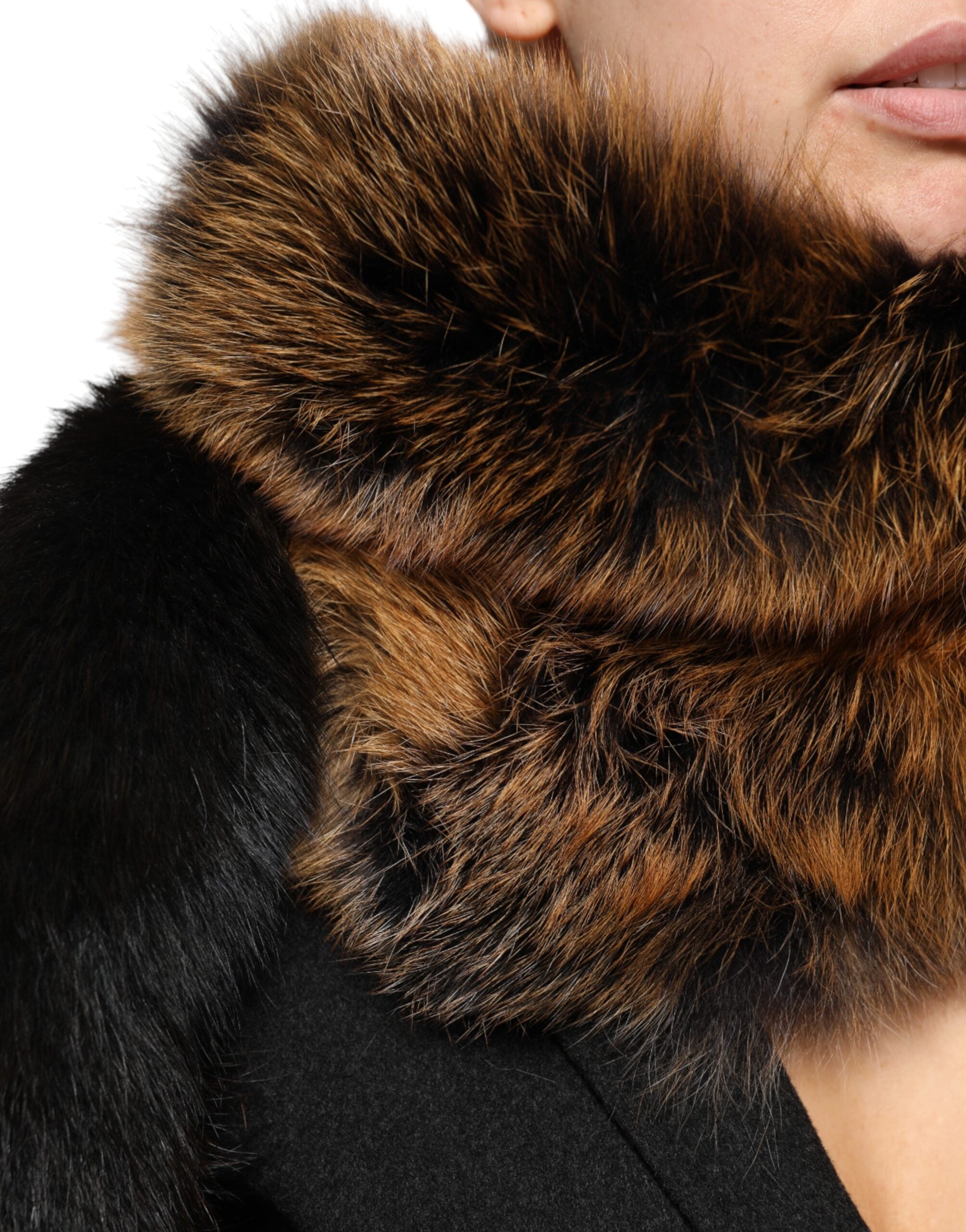 Dolce & Gabbana Brown Red Fox Fur Neck Cashmere Warmer Scarf-3