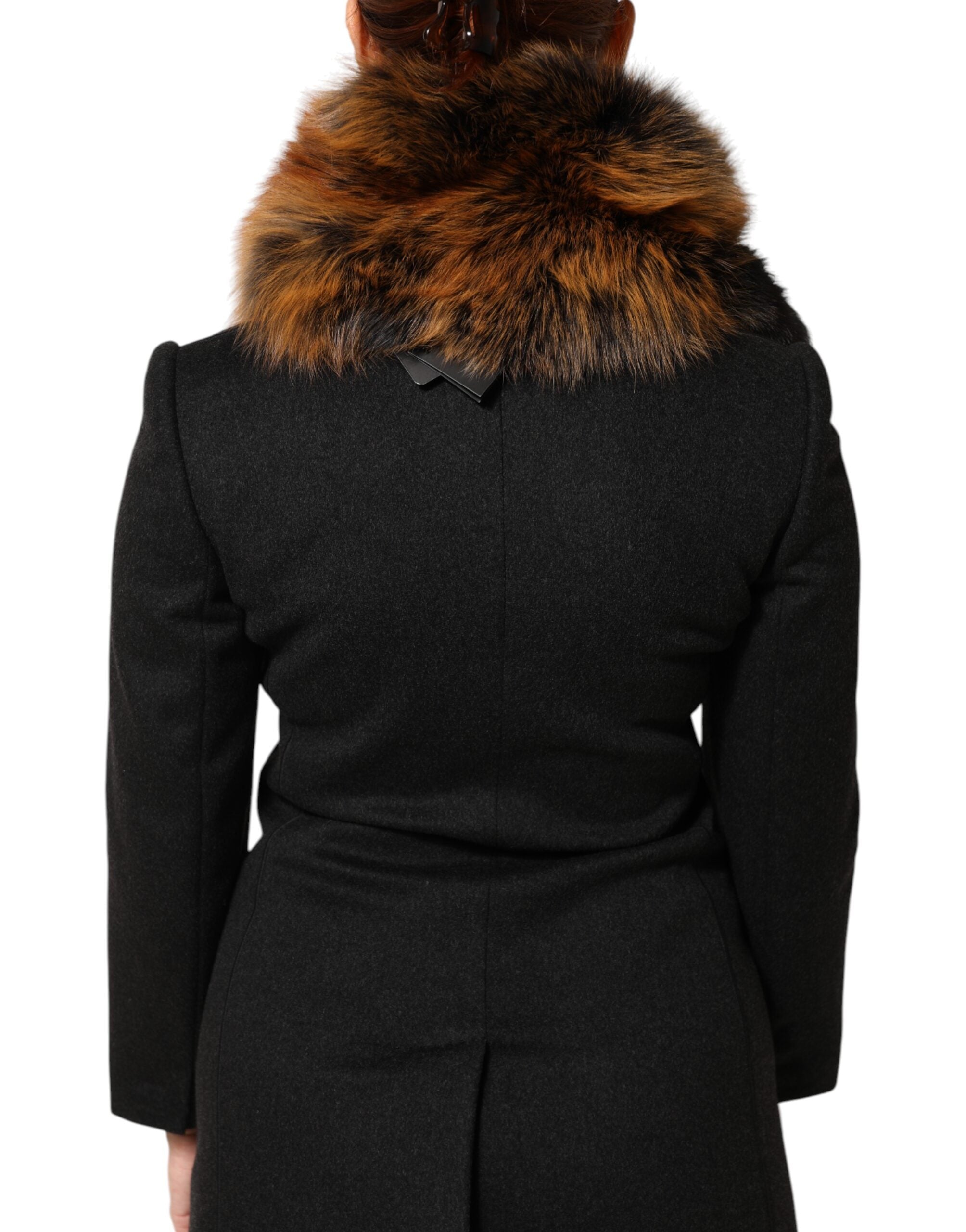 Dolce & Gabbana Brown Red Fox Fur Neck Cashmere Warmer Scarf-4