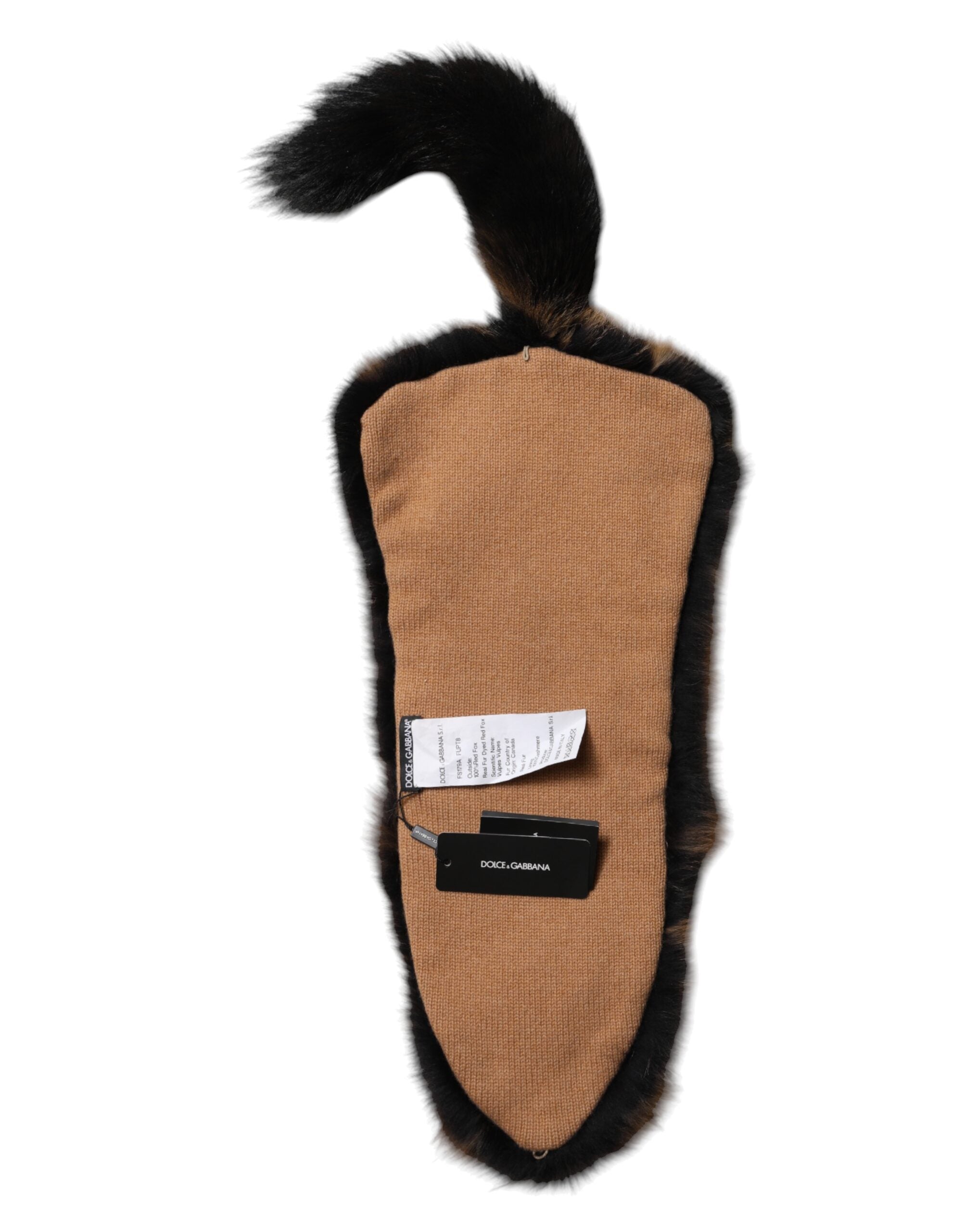 Dolce & Gabbana Brown Red Fox Fur Neck Cashmere Warmer Scarf-6