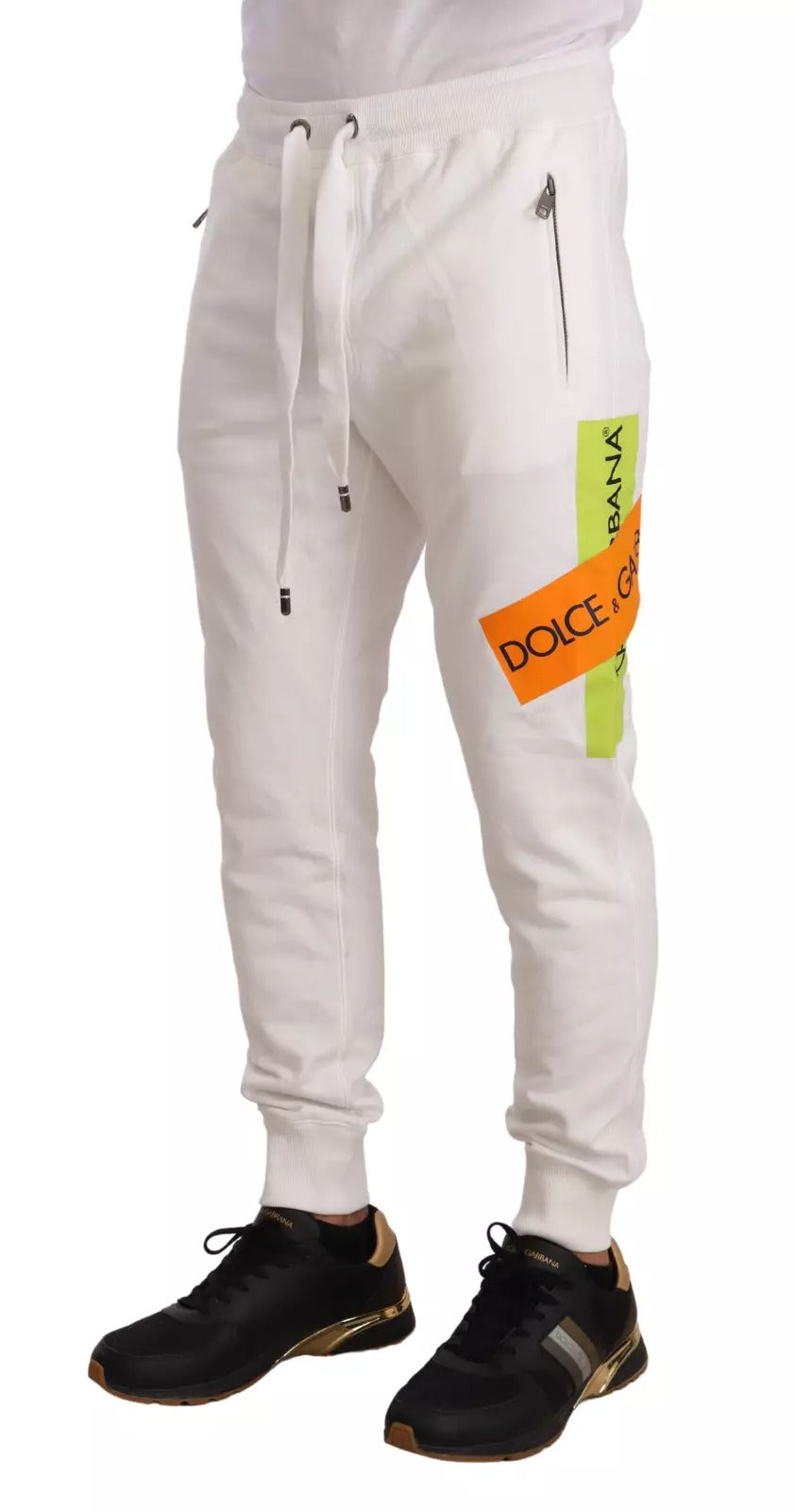 Dolce & Gabbana White Cotton Logo Patch Sweatpants Jogging Pants-3