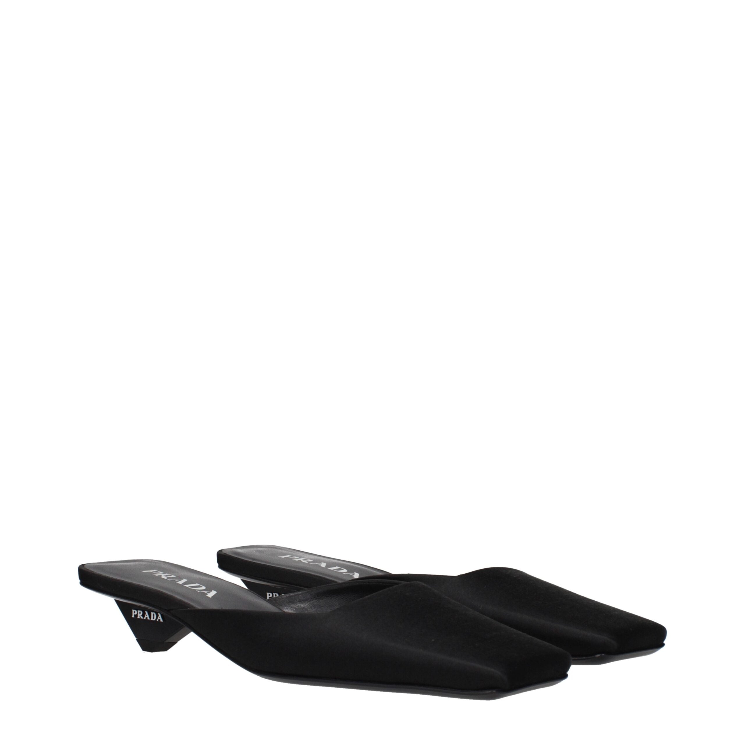 Prada Schwarze Satin-Flachsandalen-2