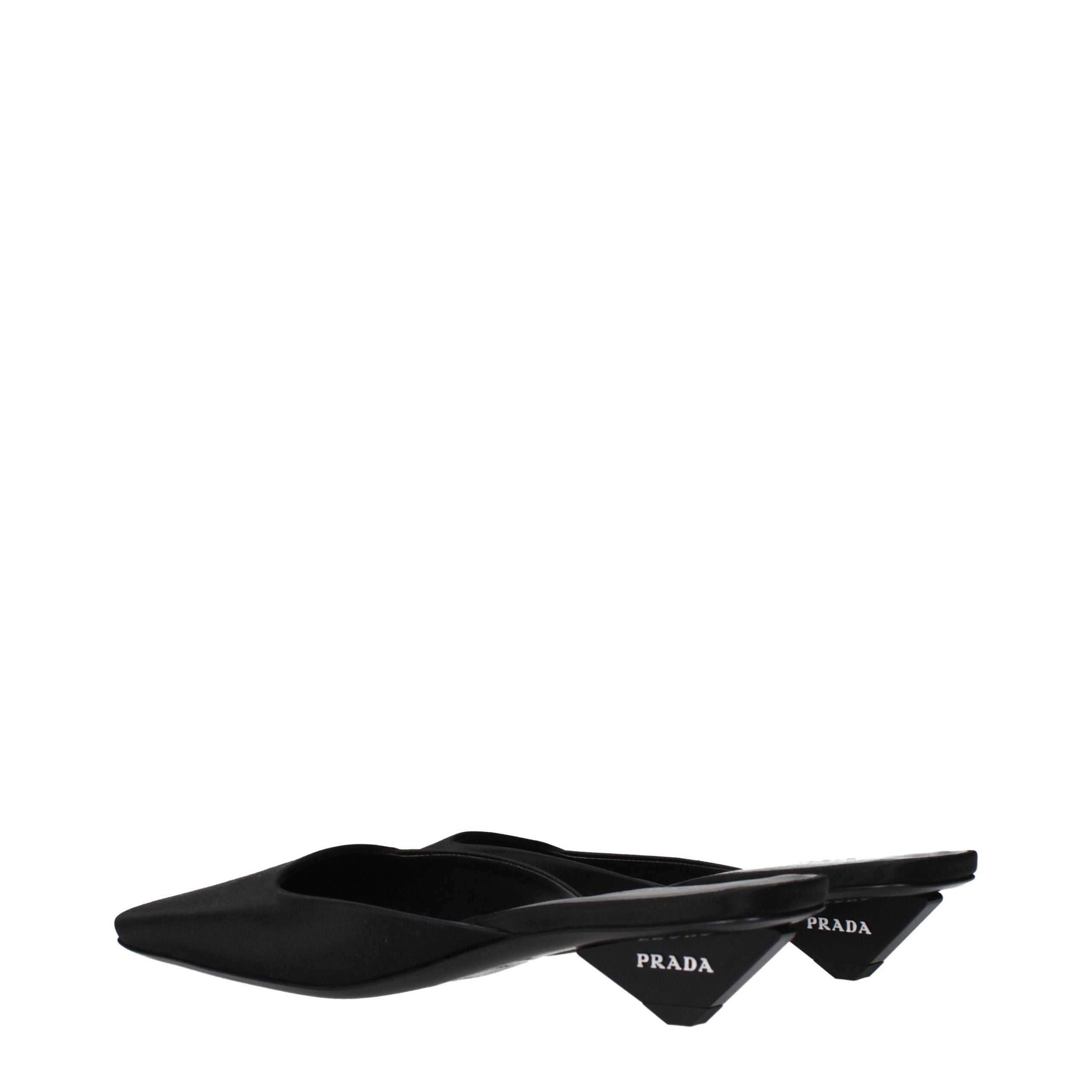 Prada Schwarze Satin-Flachsandalen-4