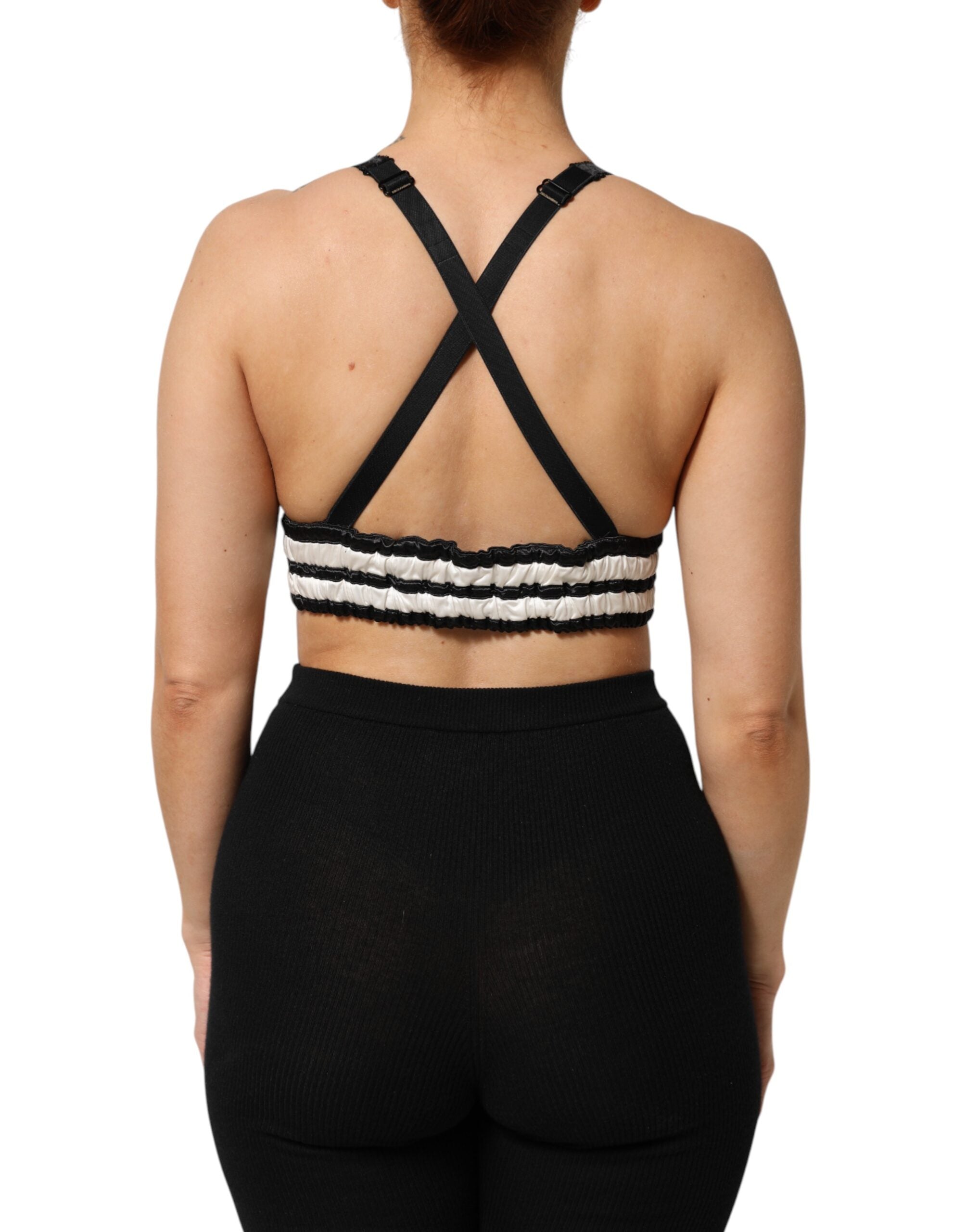 Dolce & Gabbana Red Satin Bralette Crop Top with Floral Embroidery-4