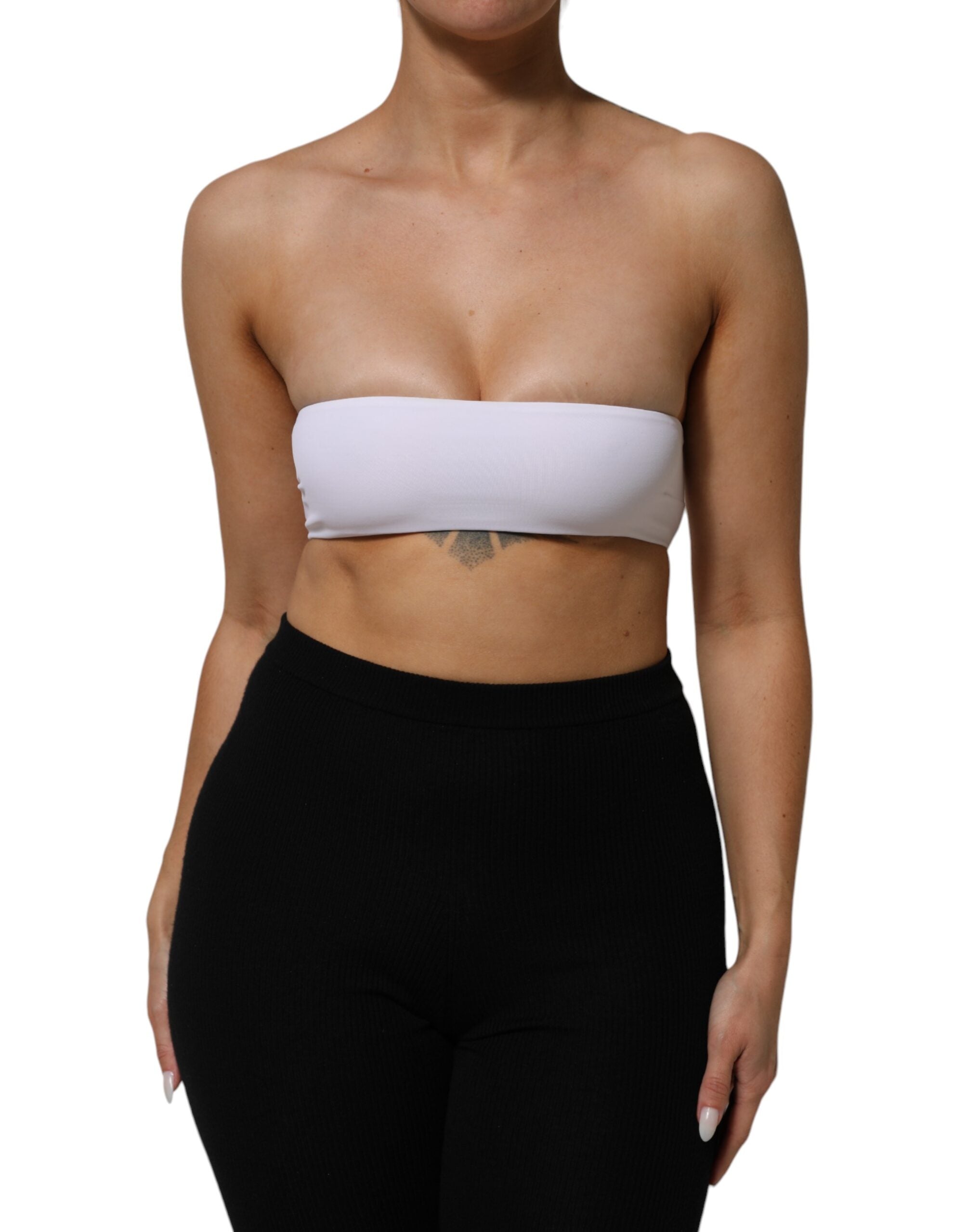 Dolce & Gabbana white strapless bandeau top in a nylon blend-2
