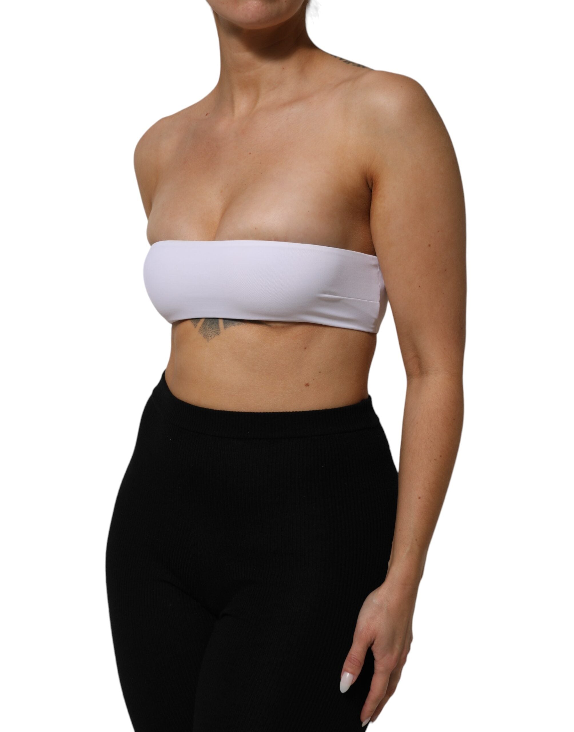 Dolce & Gabbana white strapless bandeau top in a nylon blend-3