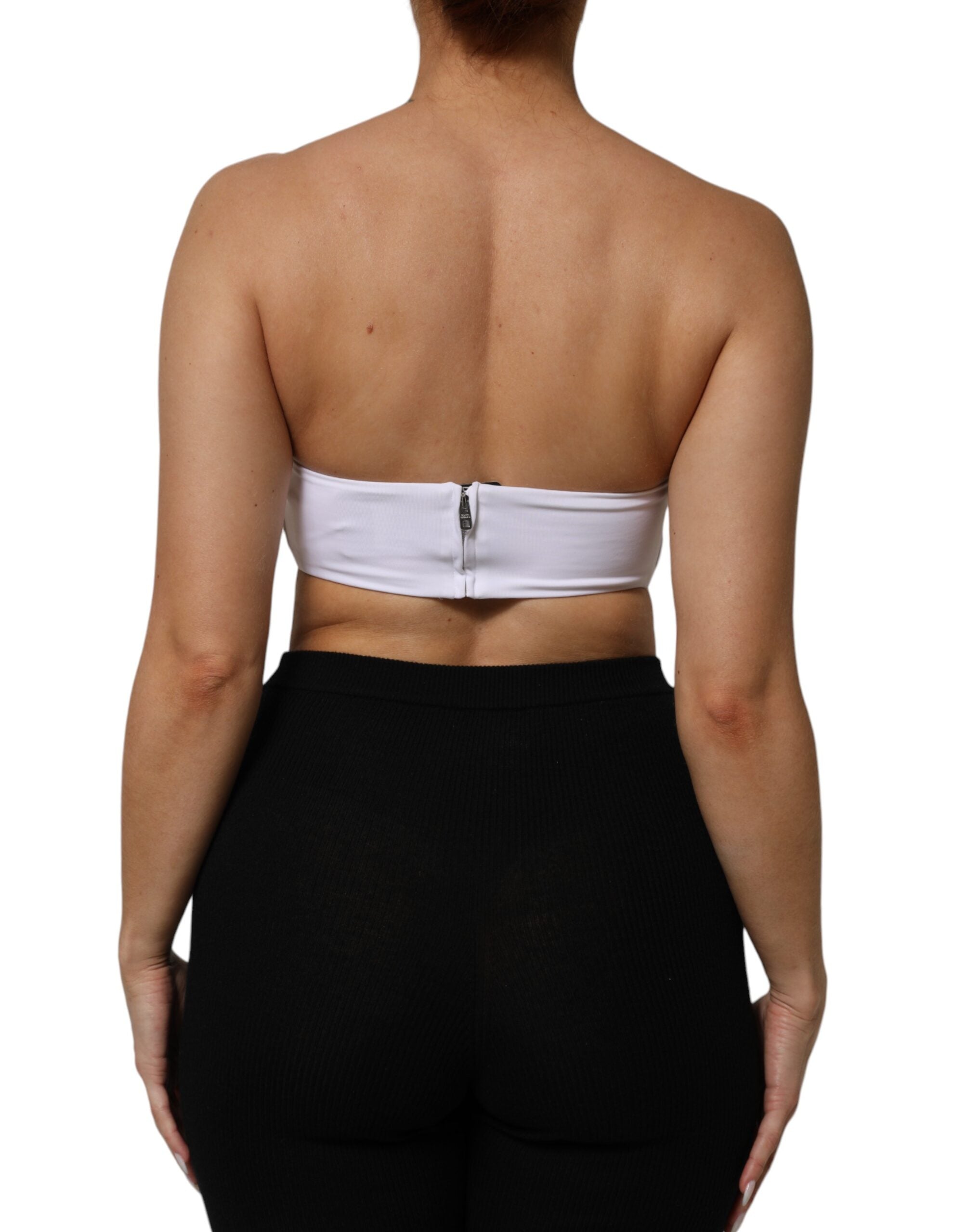 Dolce & Gabbana white strapless bandeau top in a nylon blend-4