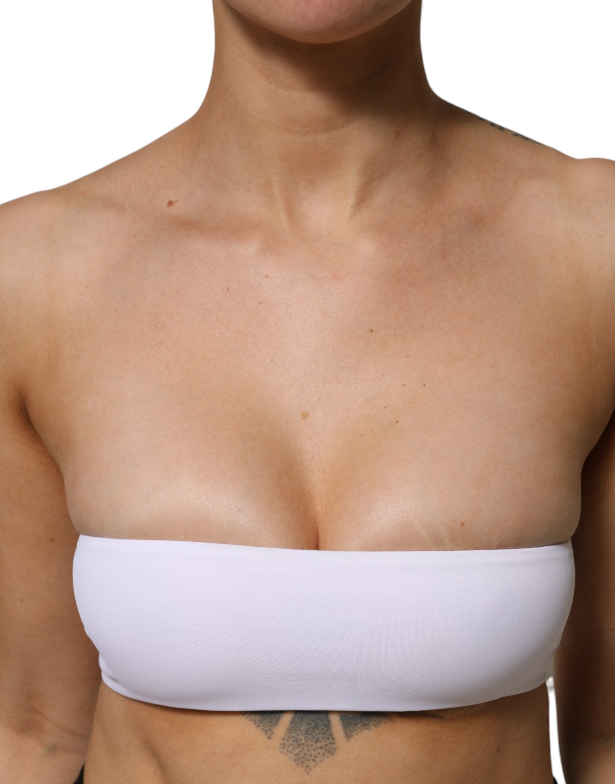 Dolce & Gabbana white strapless bandeau top in a nylon blend-5