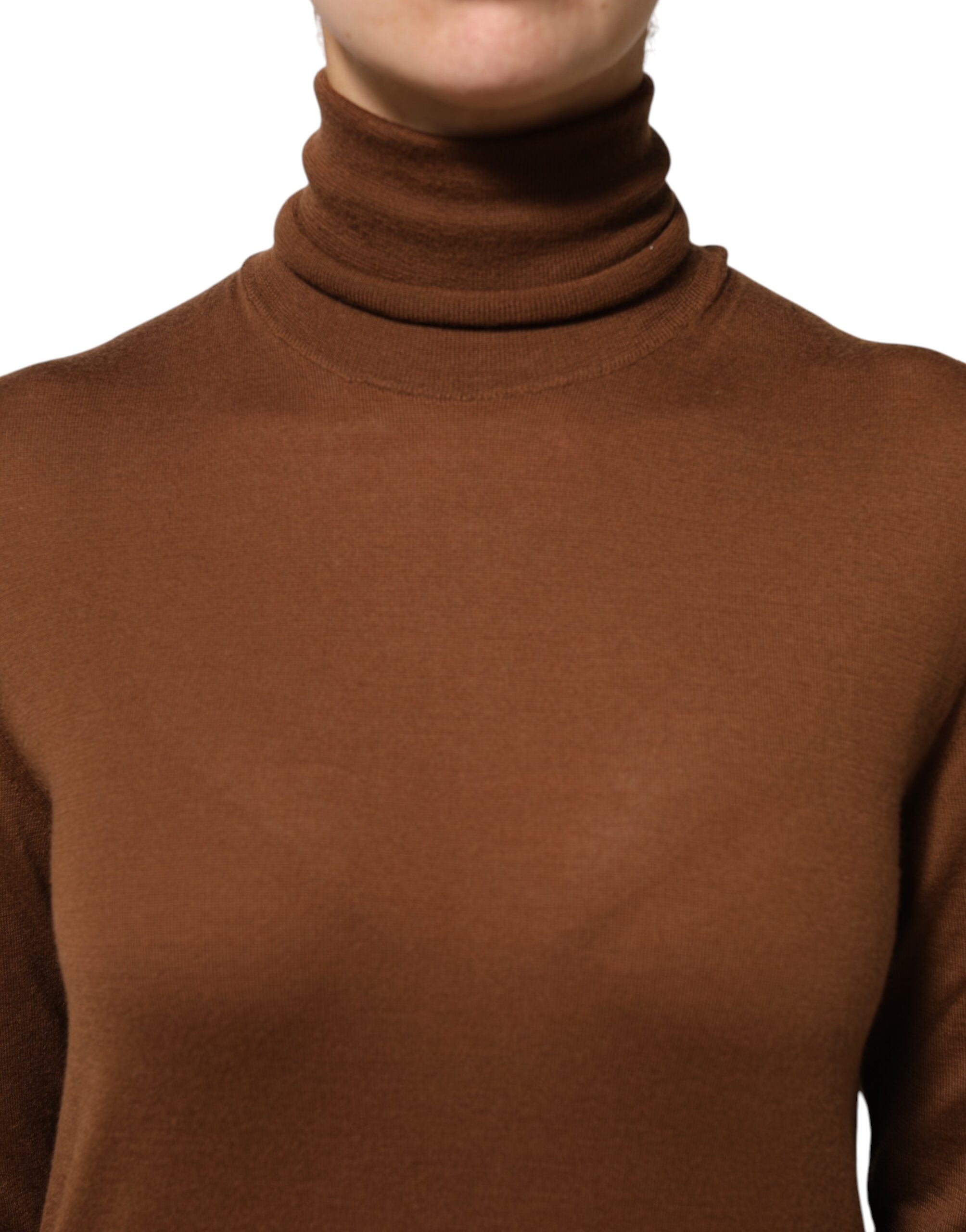Suéter de cuello alto de cachemir marrón de Dolce & Gabbana-5