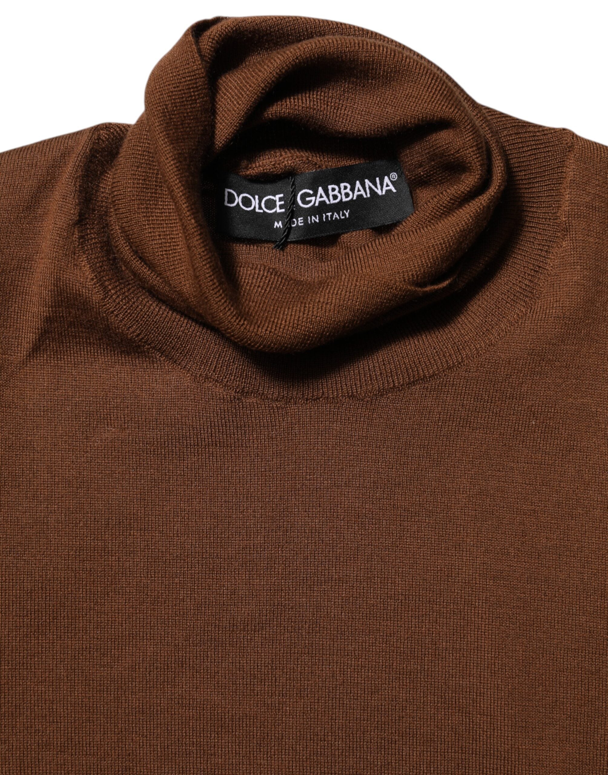 Suéter de cuello alto de cachemir marrón de Dolce & Gabbana-8