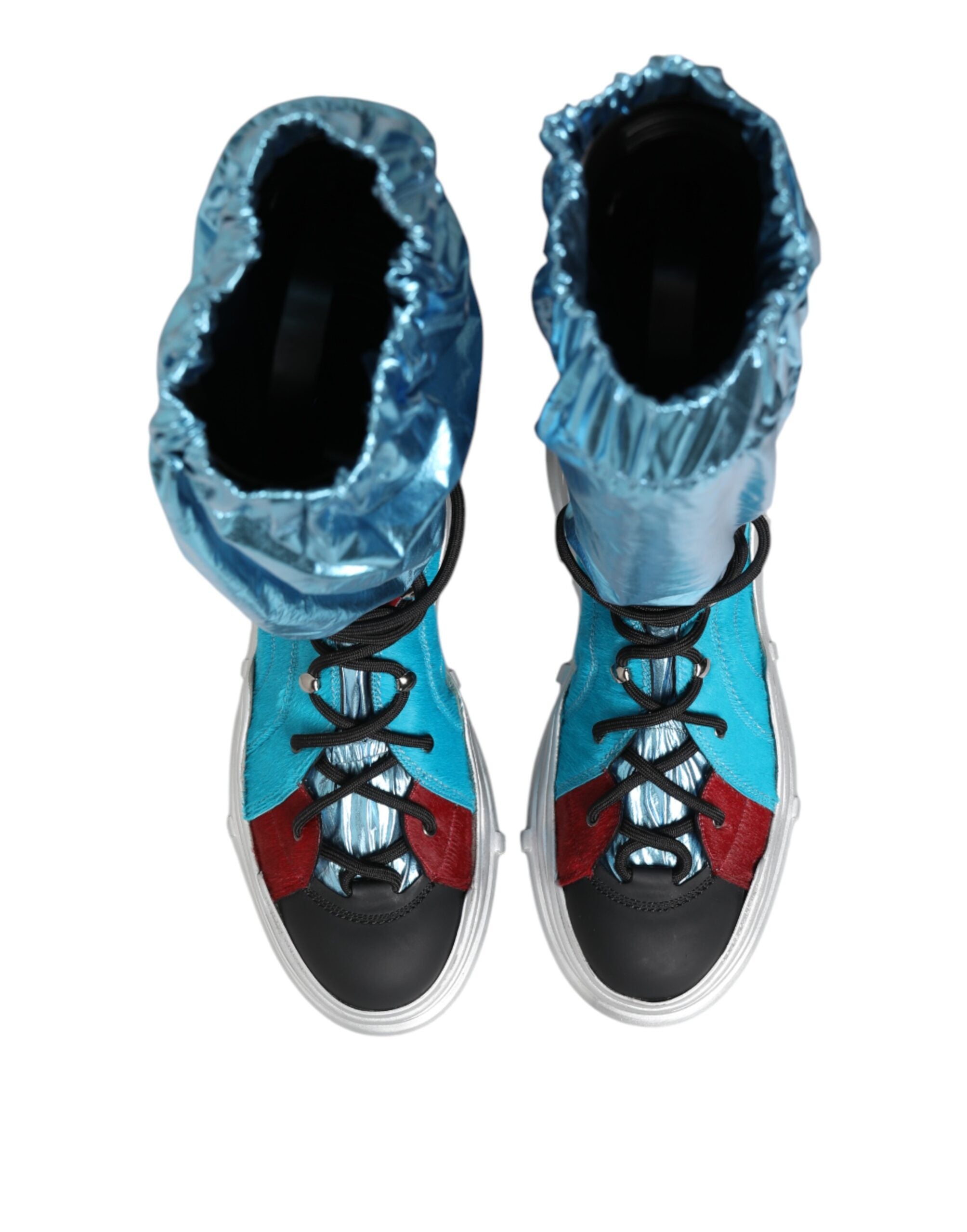 Dolce & Gabbana Blue Lace Up Over The Knee Socks Men's Boots Shoes-4