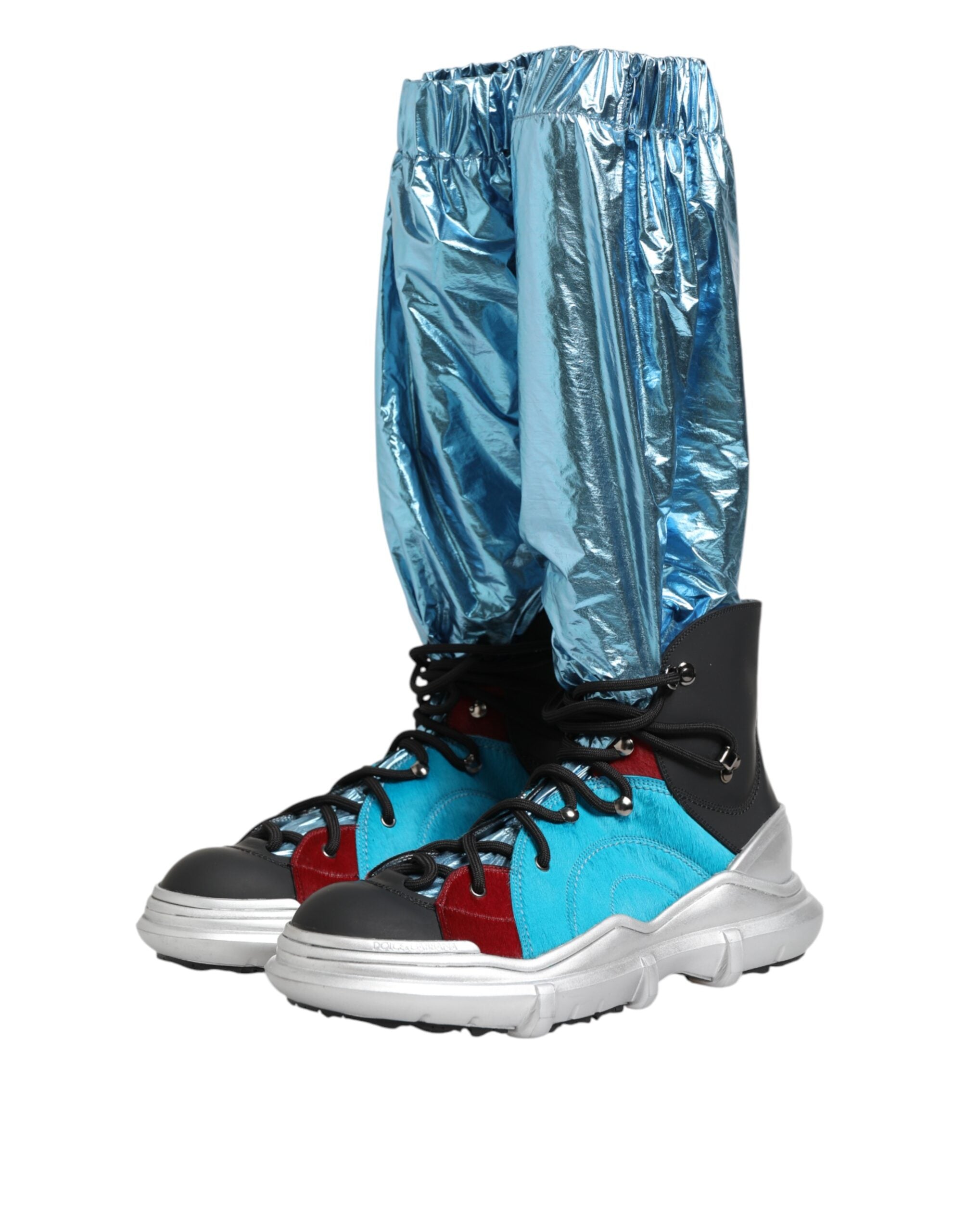 Dolce & Gabbana Blue Lace Up Over The Knee Socks Men's Boots Shoes-5