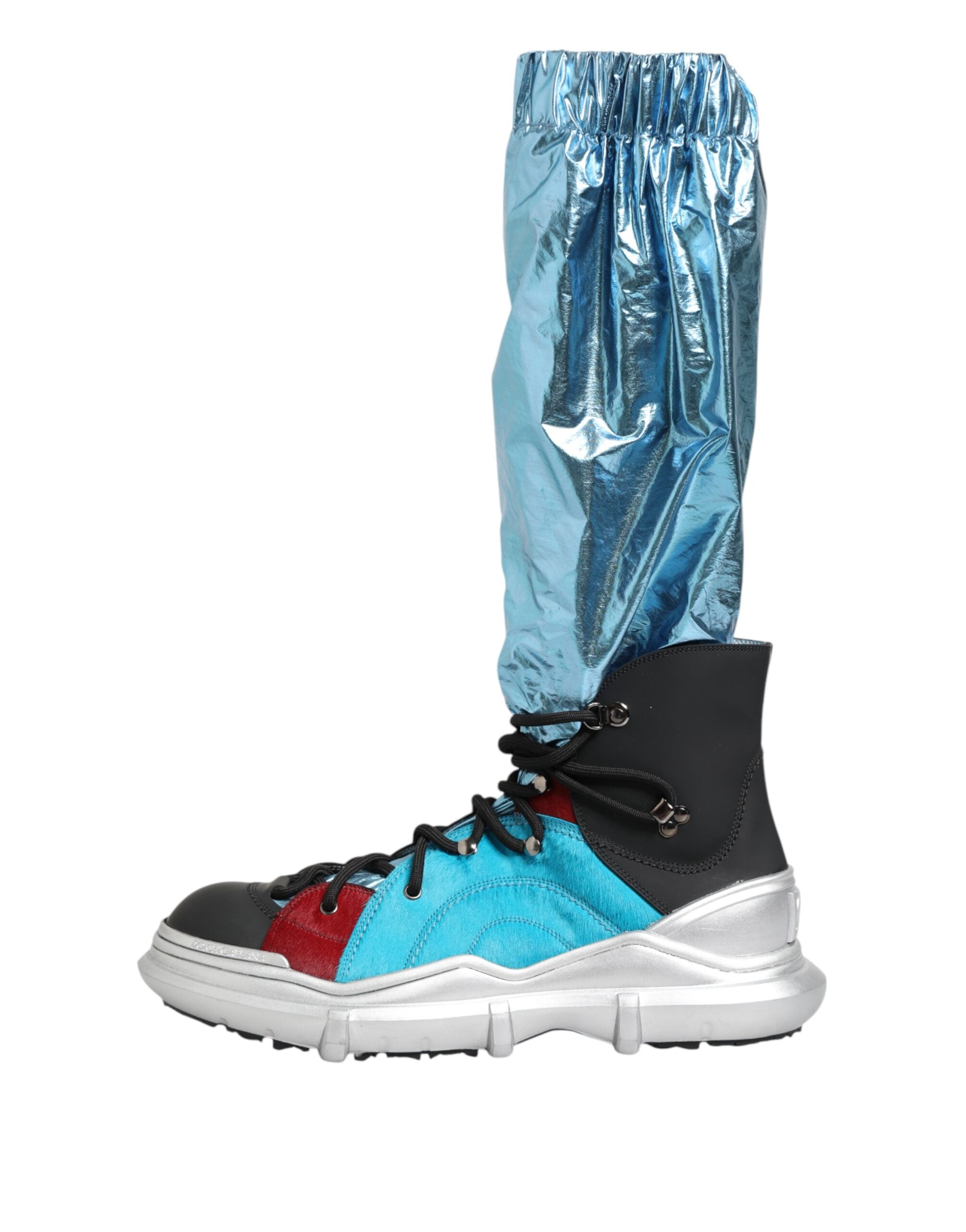 Dolce & Gabbana Blue Lace Up Over The Knee Socks Men's Boots Shoes-7