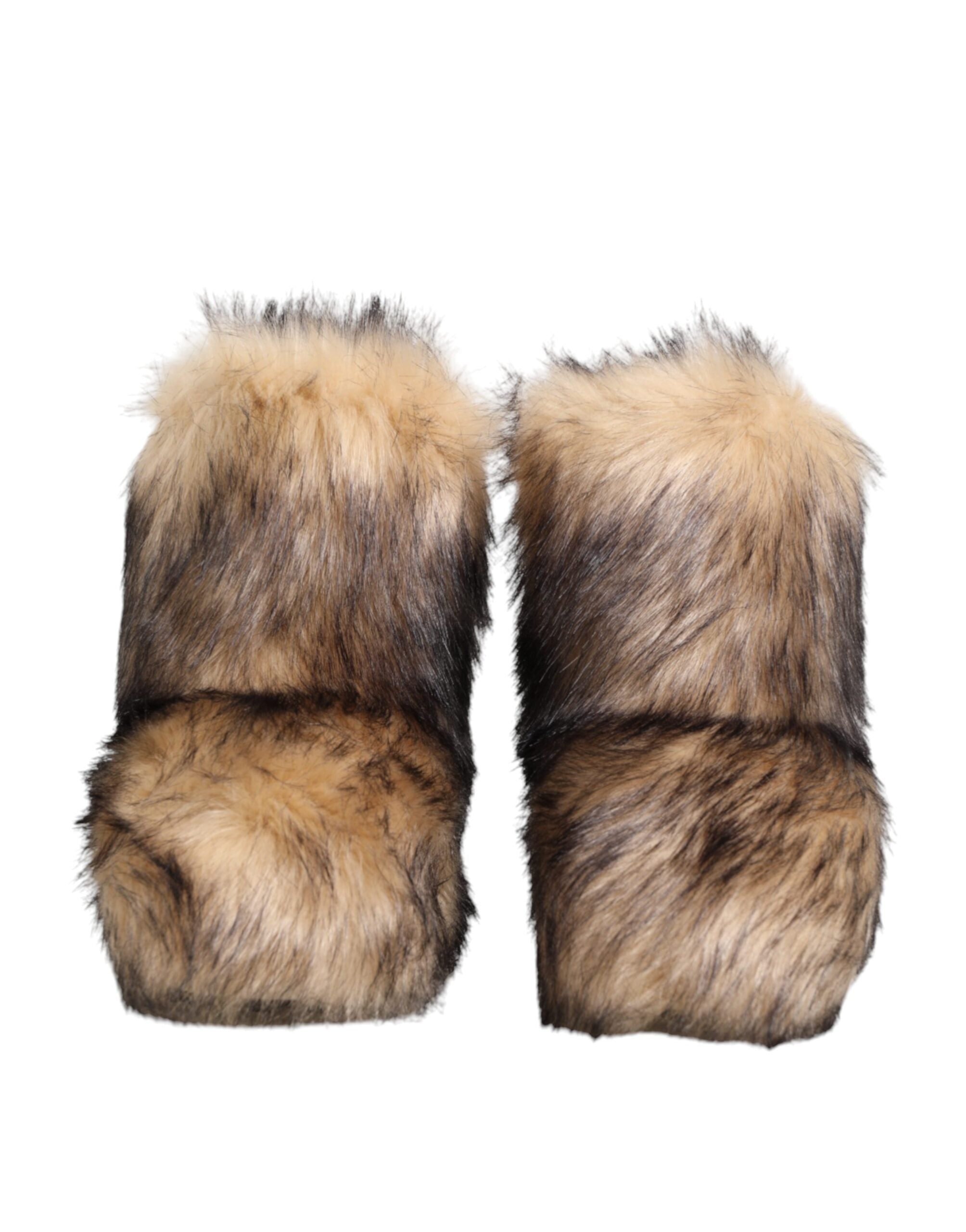Dolce & Gabbana Brown Faux Skim Fur Men's Short Boots Shoes-3