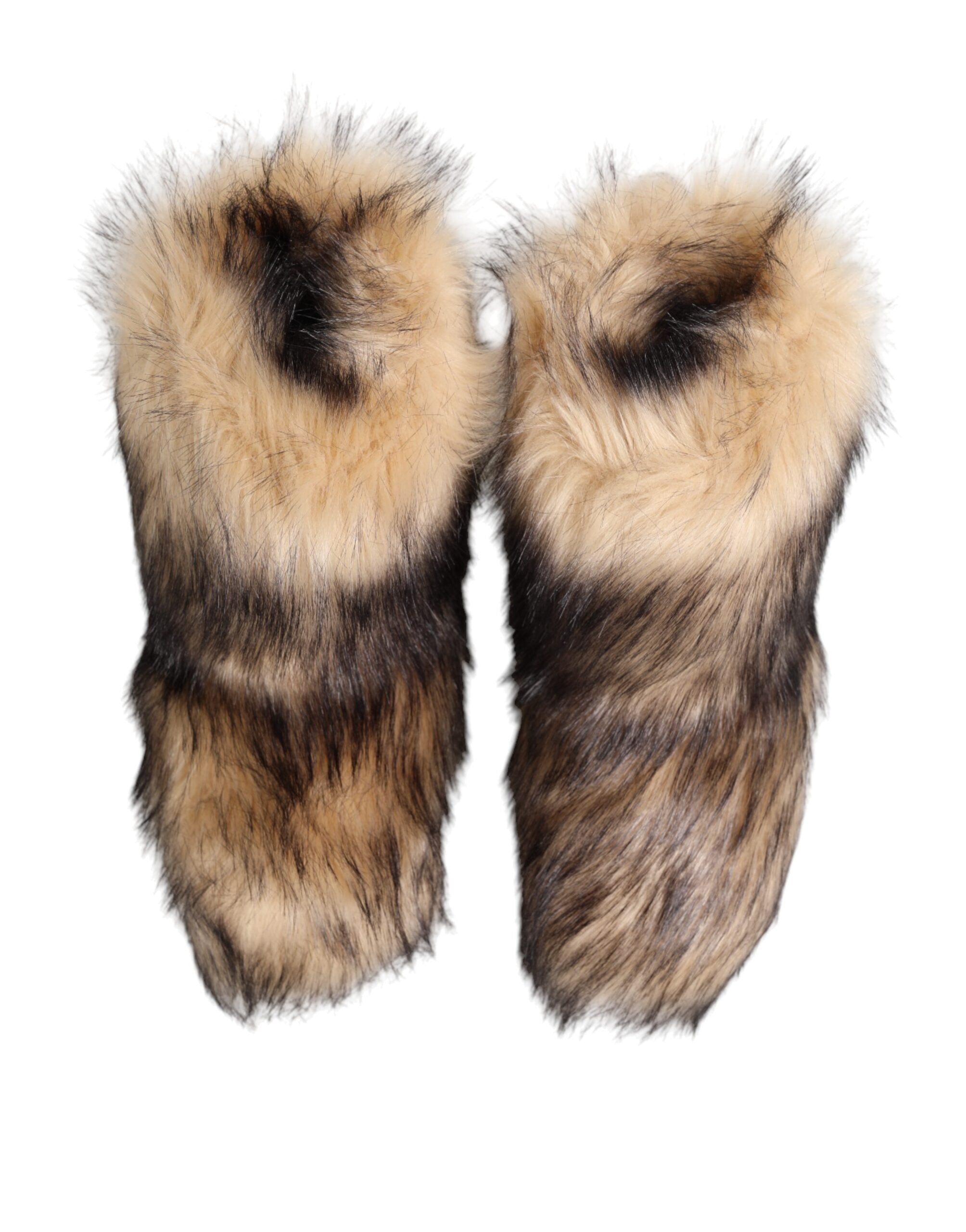 Dolce & Gabbana Brown Faux Skim Fur Men's Short Boots Shoes-4