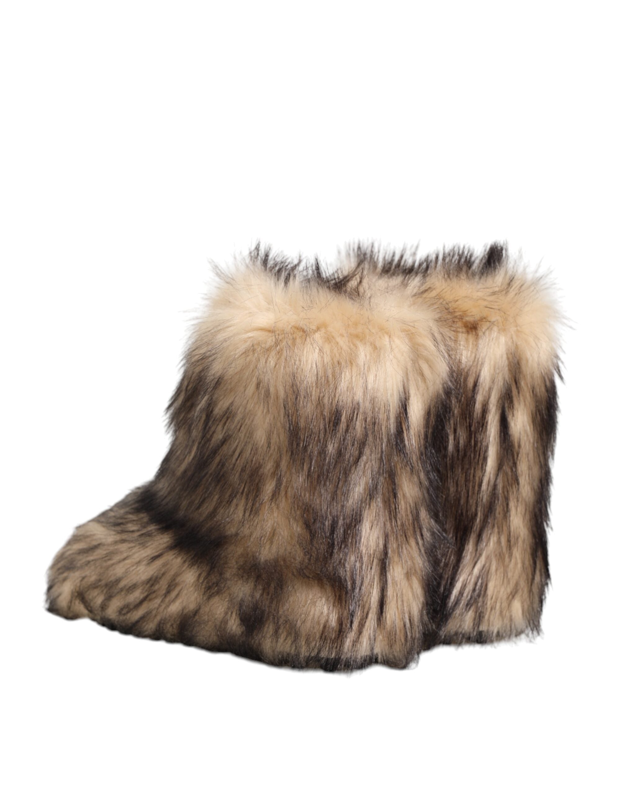 Dolce & Gabbana Brown Faux Skim Fur Men's Short Boots Shoes-6
