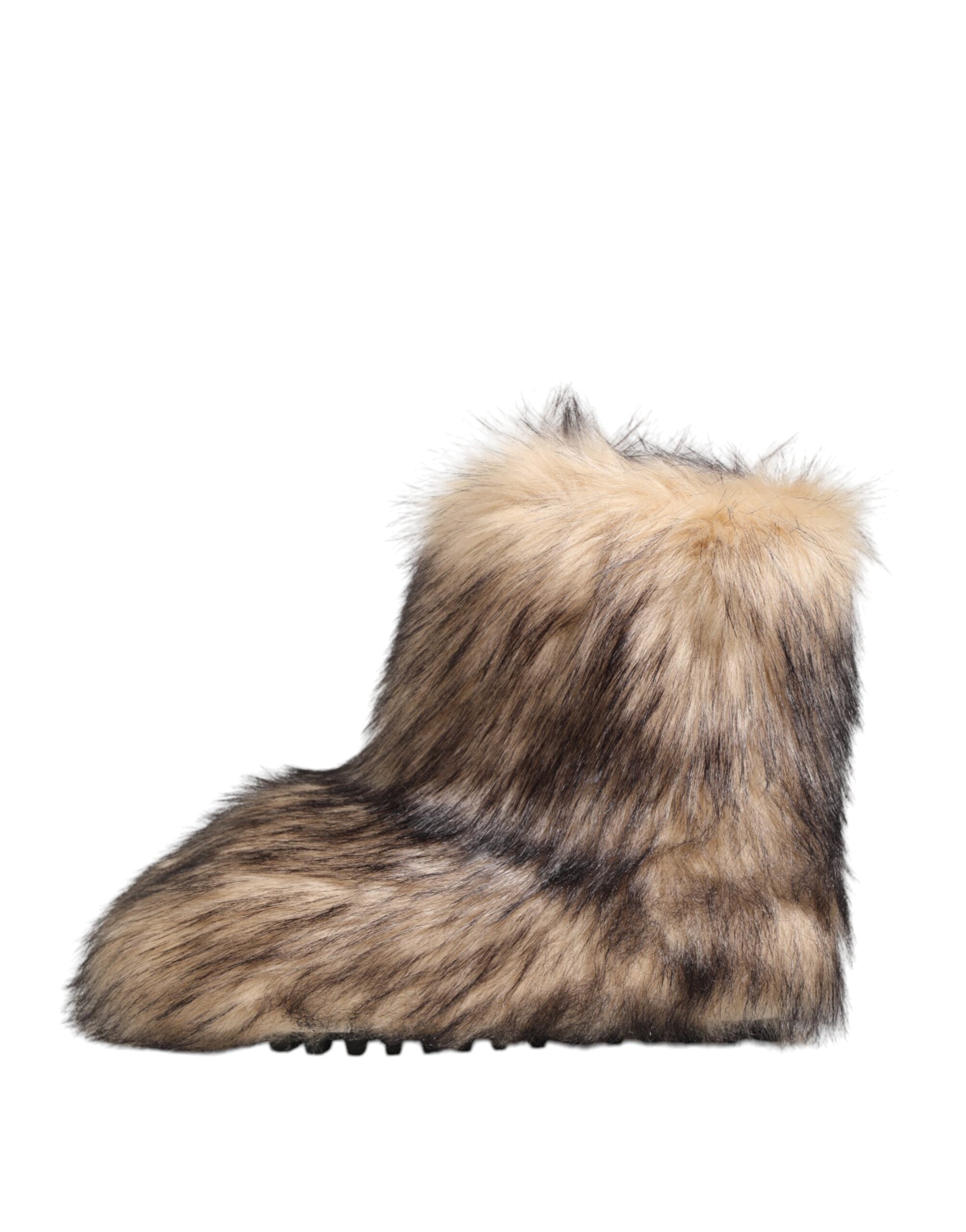 Dolce & Gabbana Brown Faux Skim Fur Men's Short Boots Shoes-7