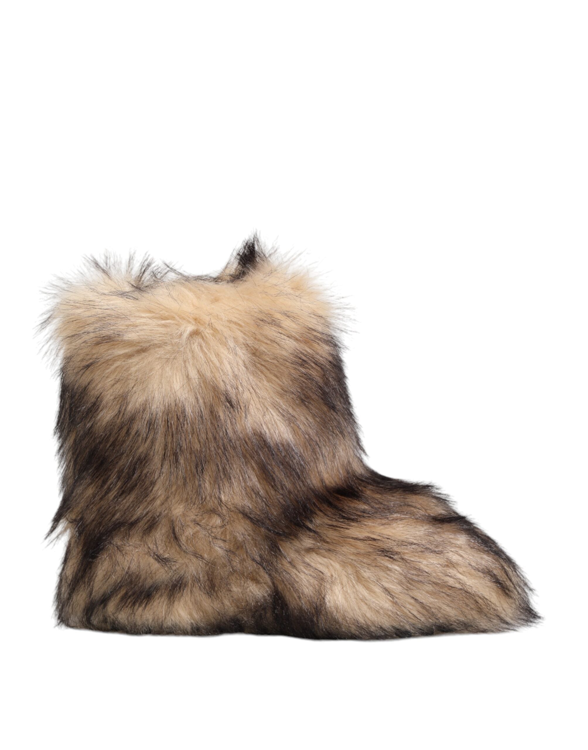 Dolce & Gabbana Brown Faux Skim Fur Men's Short Boots Shoes-1