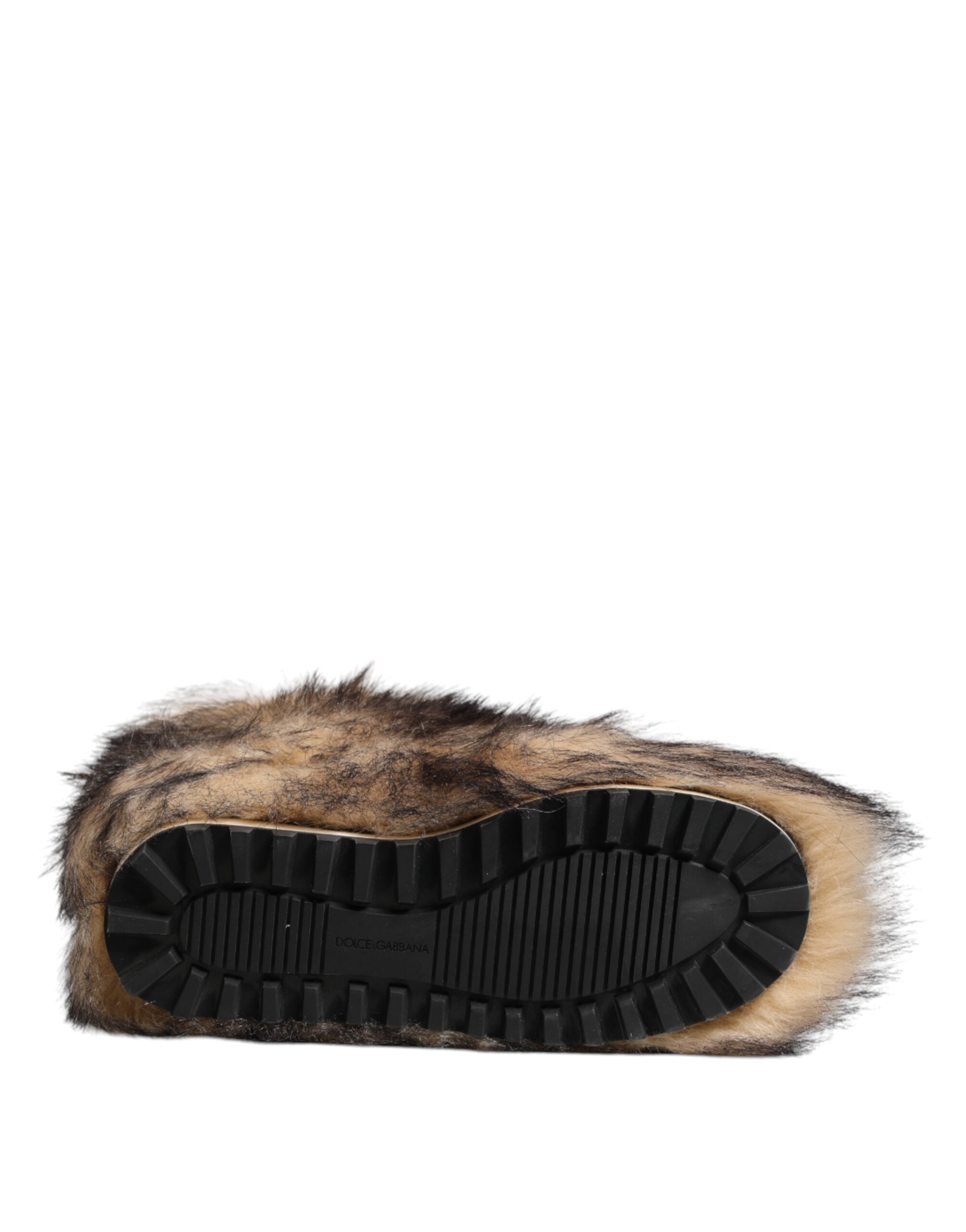 Dolce & Gabbana Brown Faux Skim Fur Men's Short Boots Shoes-8