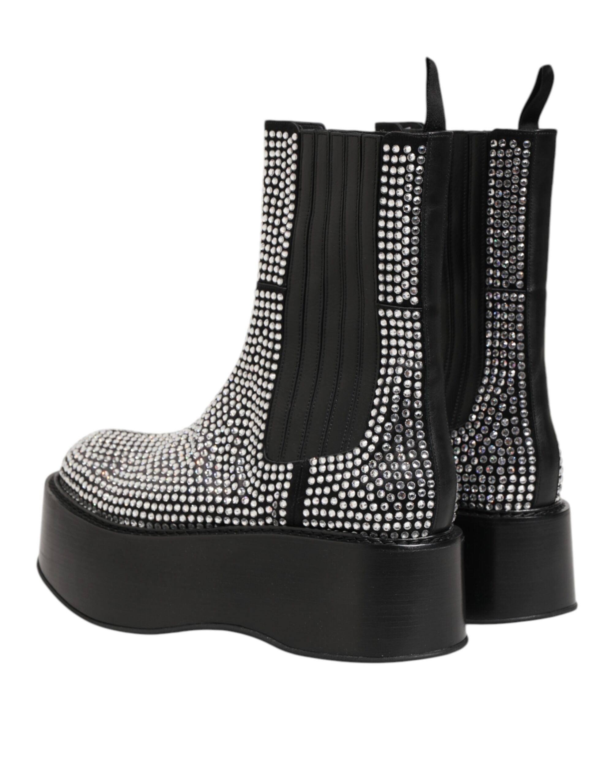 Botas cortas de media pantorrilla con cristales y diamantes de imitación negros de Dolce & Gabbana-6