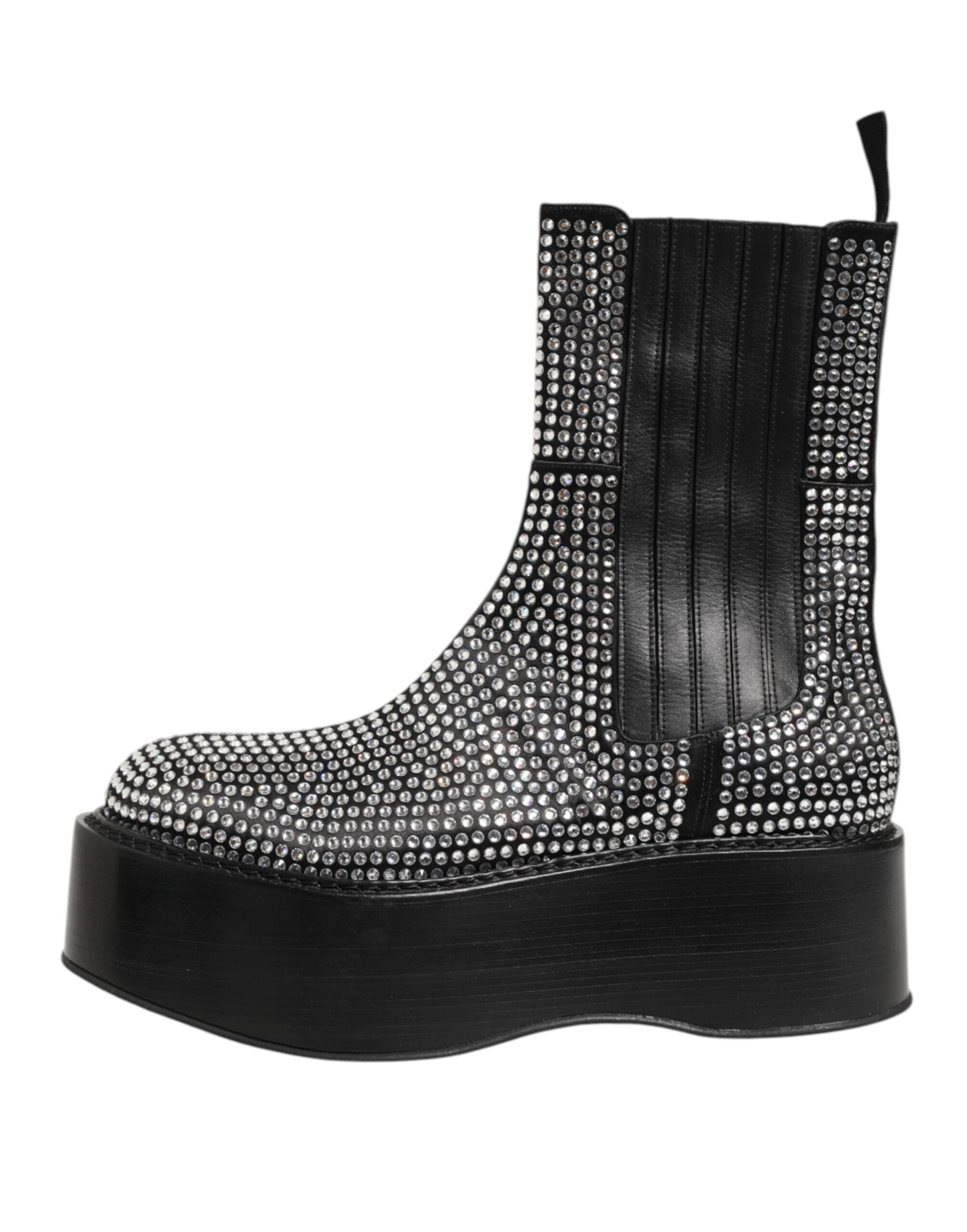 Botas cortas de media pantorrilla con cristales y diamantes de imitación negros de Dolce & Gabbana-7