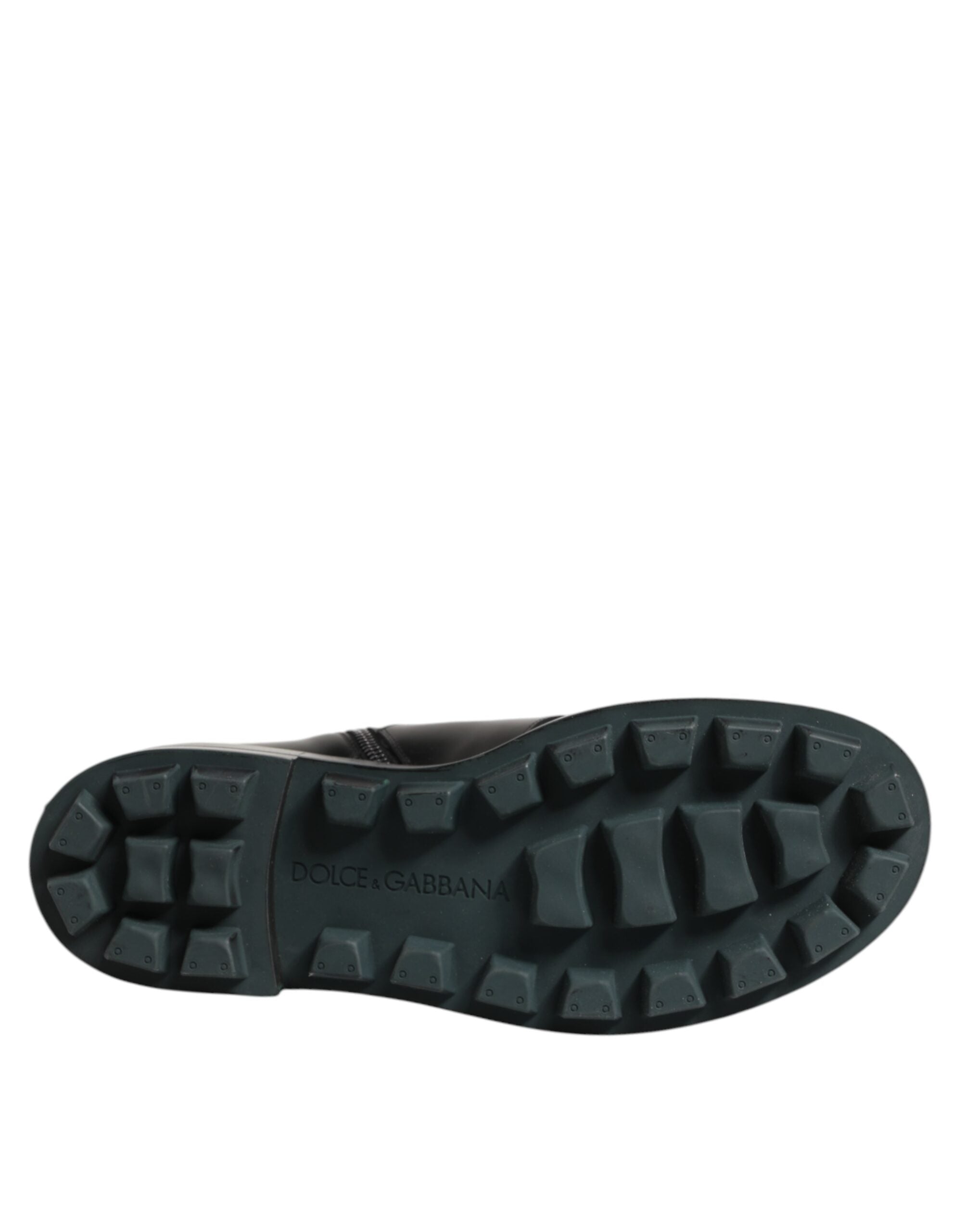 Botas moteras de media pantorrilla con placa del logotipo en negro de Dolce & Gabbana-8