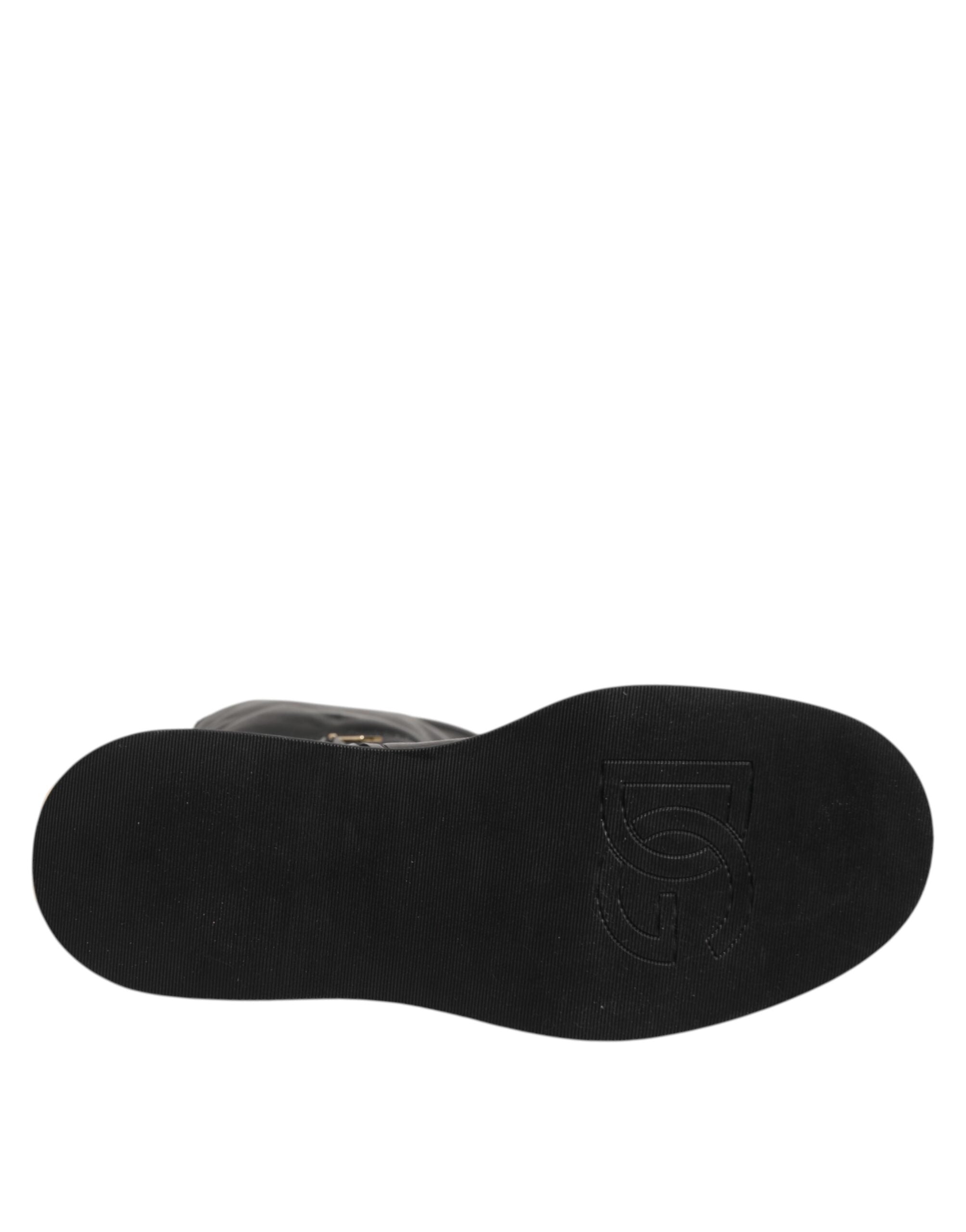 Dolce & Gabbana Schwarzes Logo Plaque Over The Calf Stiefel Schuhe-7