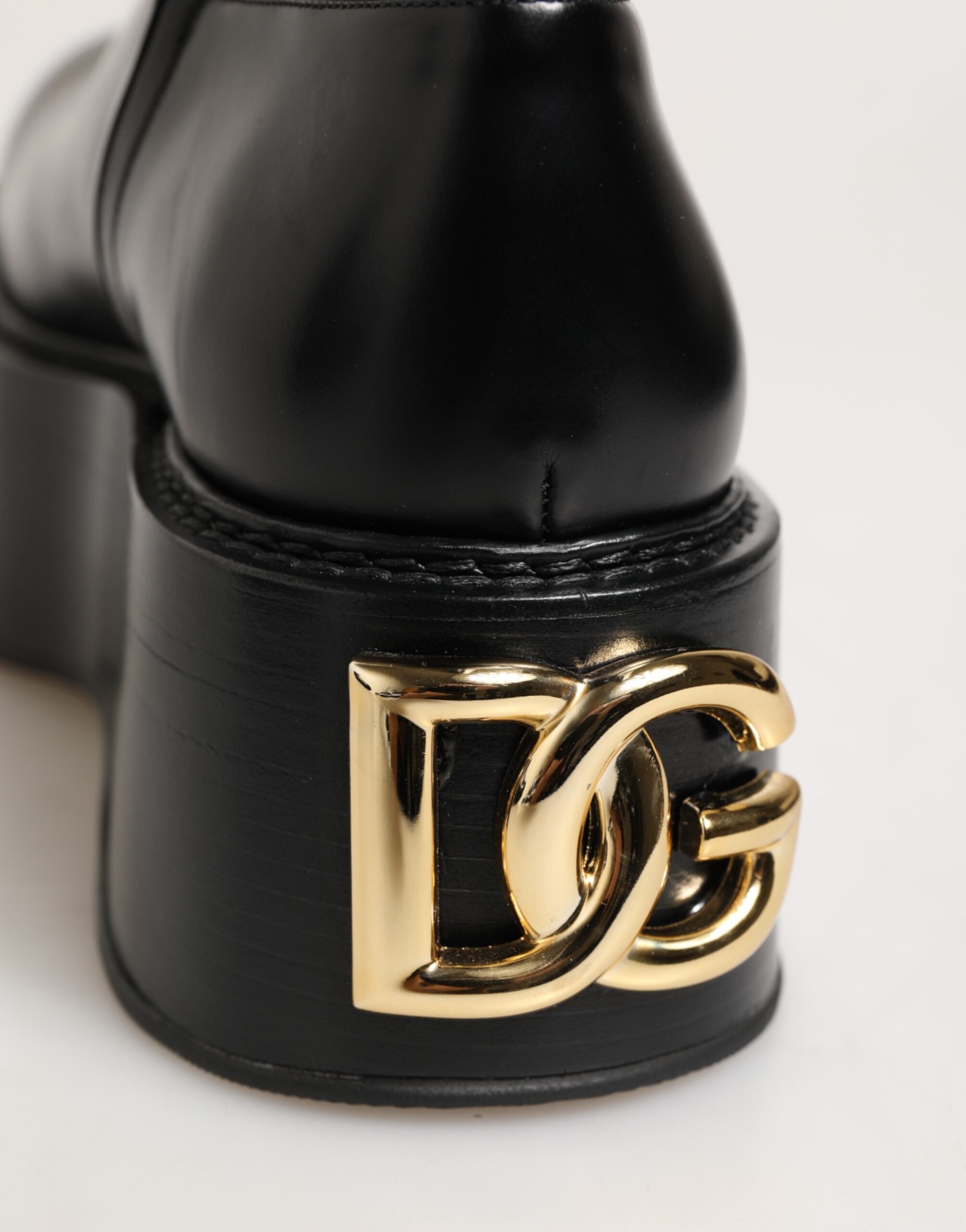 Dolce & Gabbana Schwarzes Logo Plaque Over The Calf Stiefel Schuhe-8
