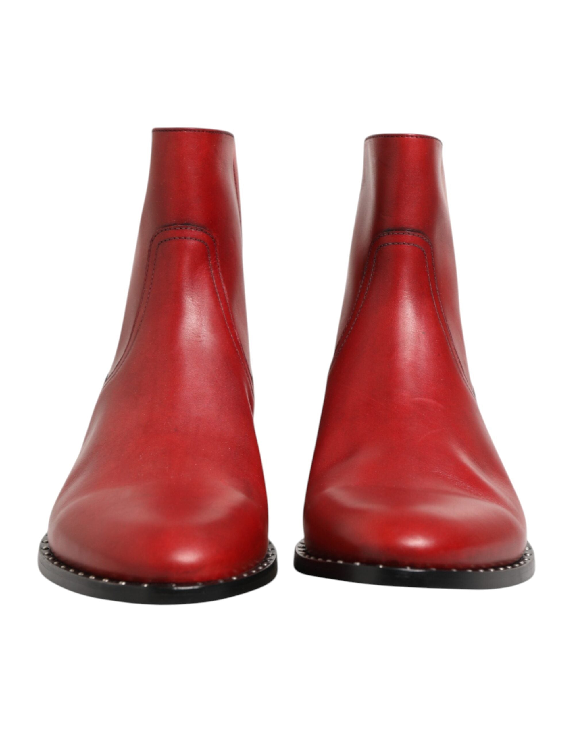 Dolce & Gabbana Red studded short Chelsea boots shoes-3