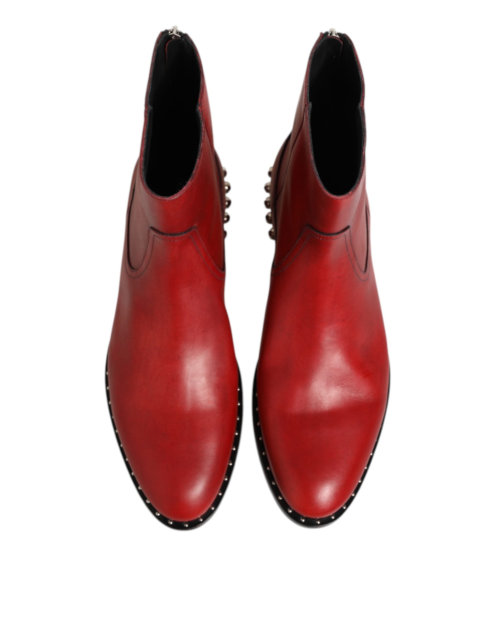 Dolce & Gabbana Red studded short Chelsea boots shoes-4
