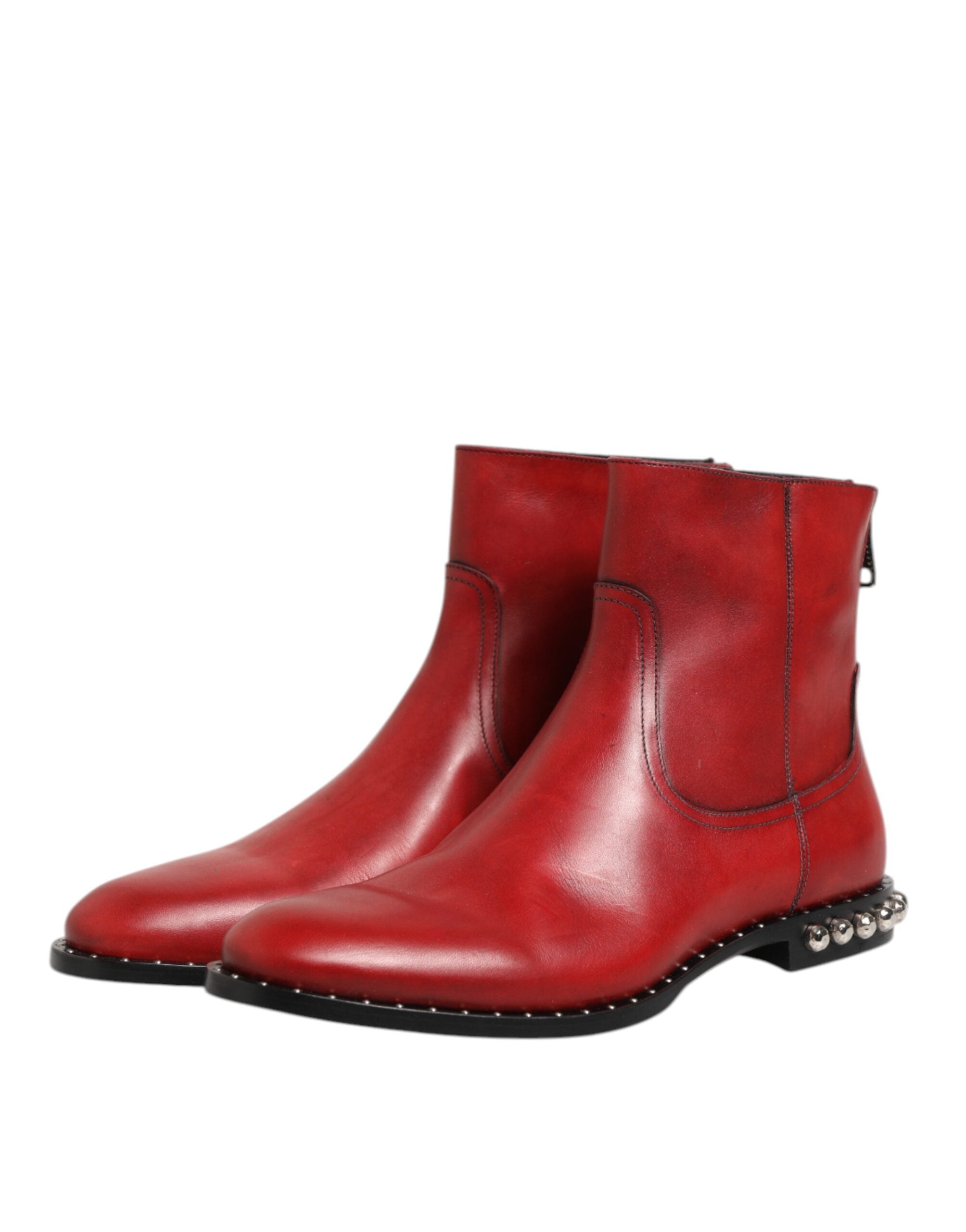 Dolce & Gabbana Red studded short Chelsea boots shoes-5