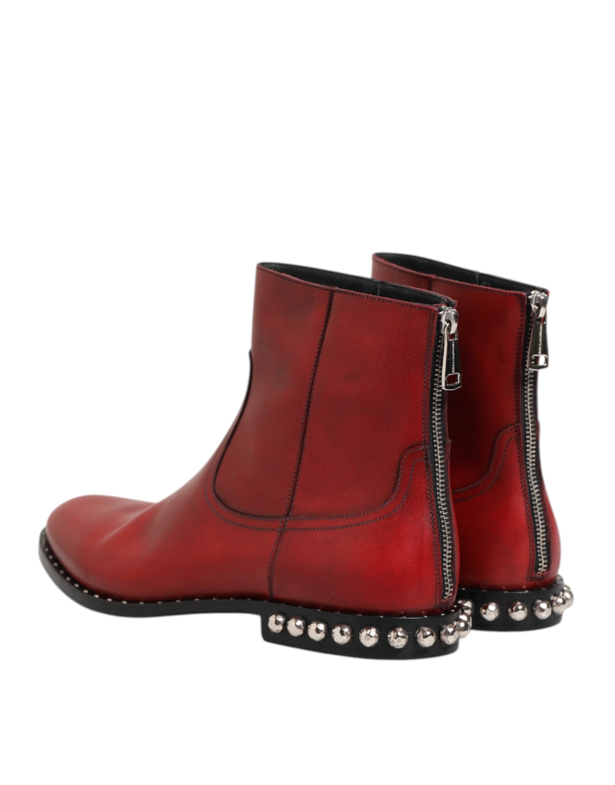 Dolce & Gabbana Red studded short Chelsea boots shoes-6