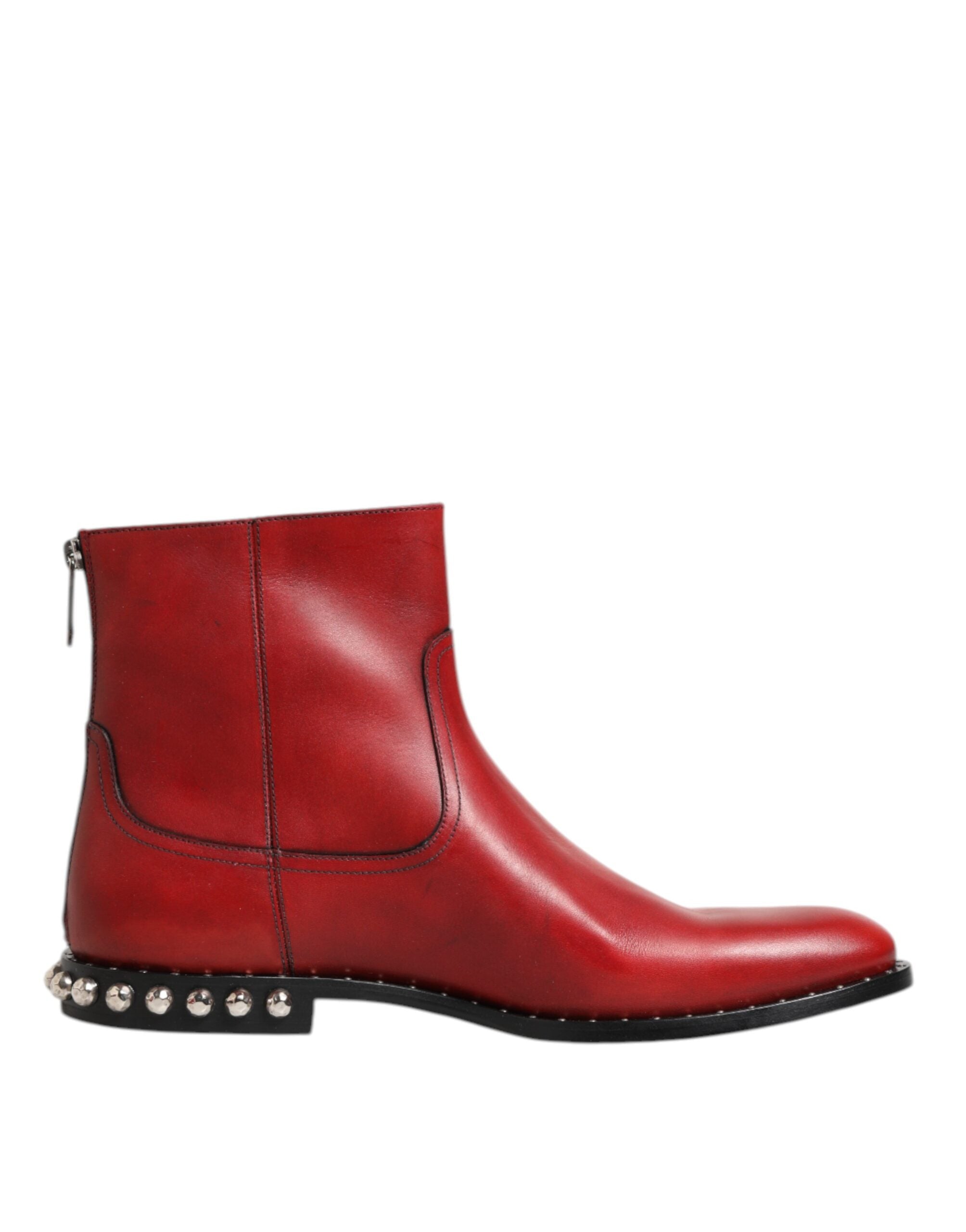 Dolce & Gabbana Red studded short Chelsea boots shoes-2