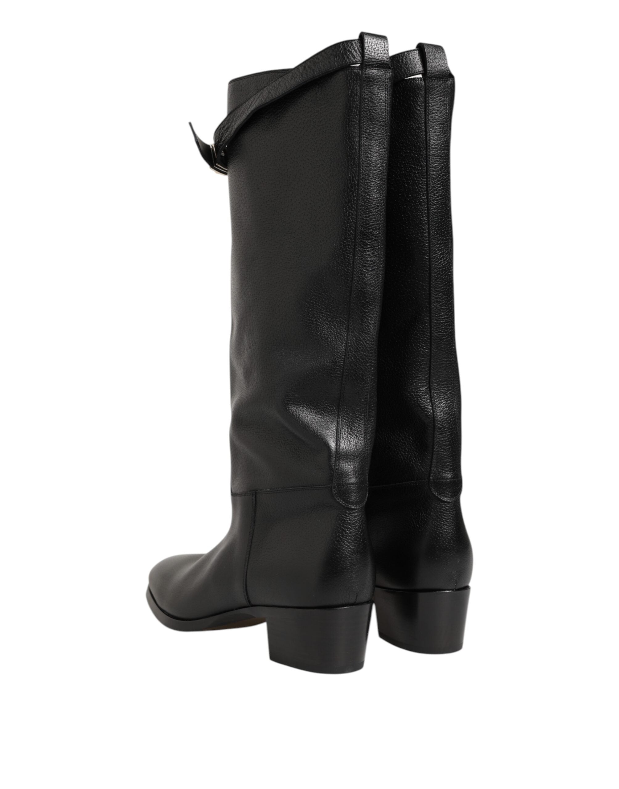 Dolce & Gabbana Black Logo Plaque Over The Calf Boots Shoes-5