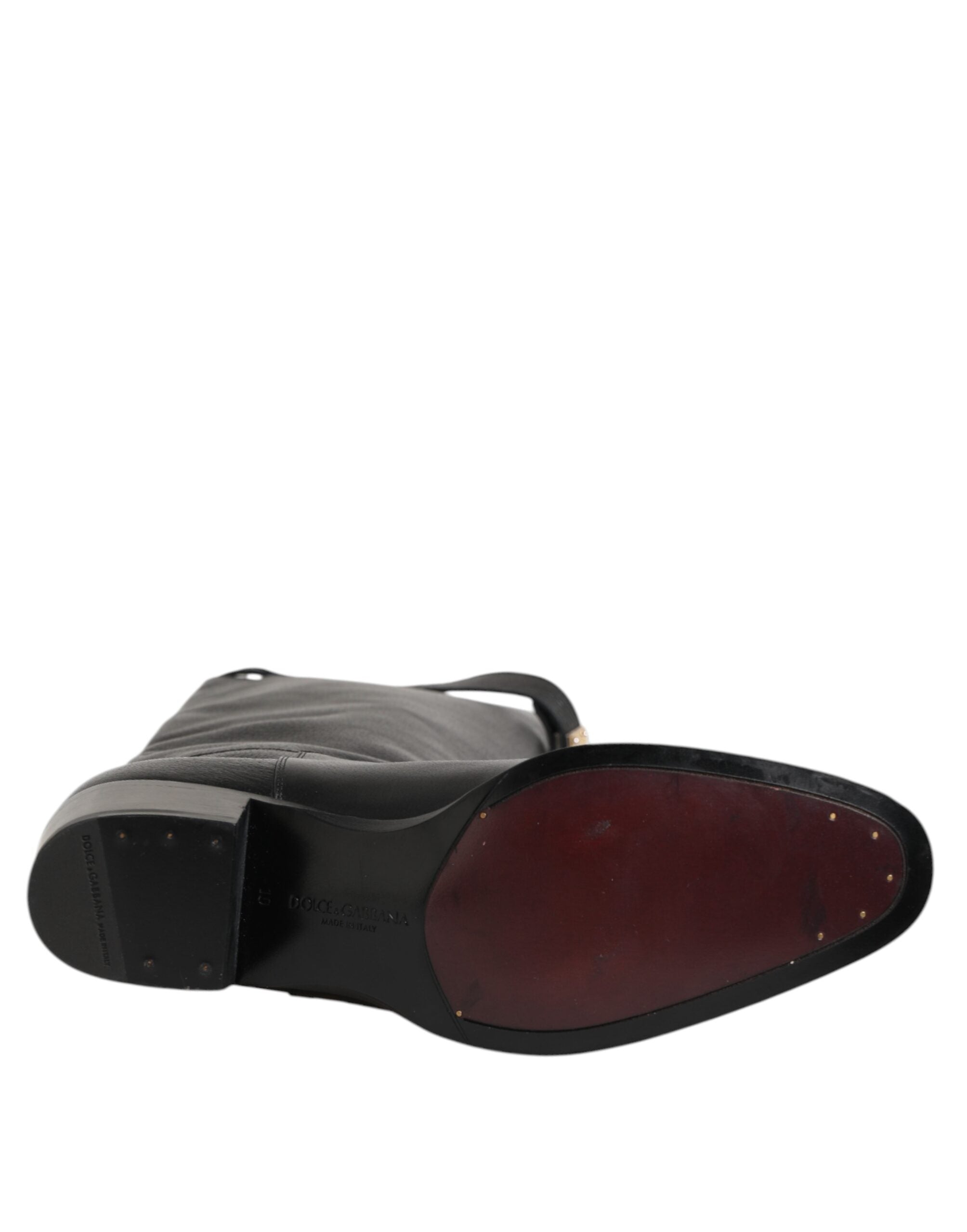 Dolce & Gabbana Black Logo Plaque Over The Calf Boots Shoes-7
