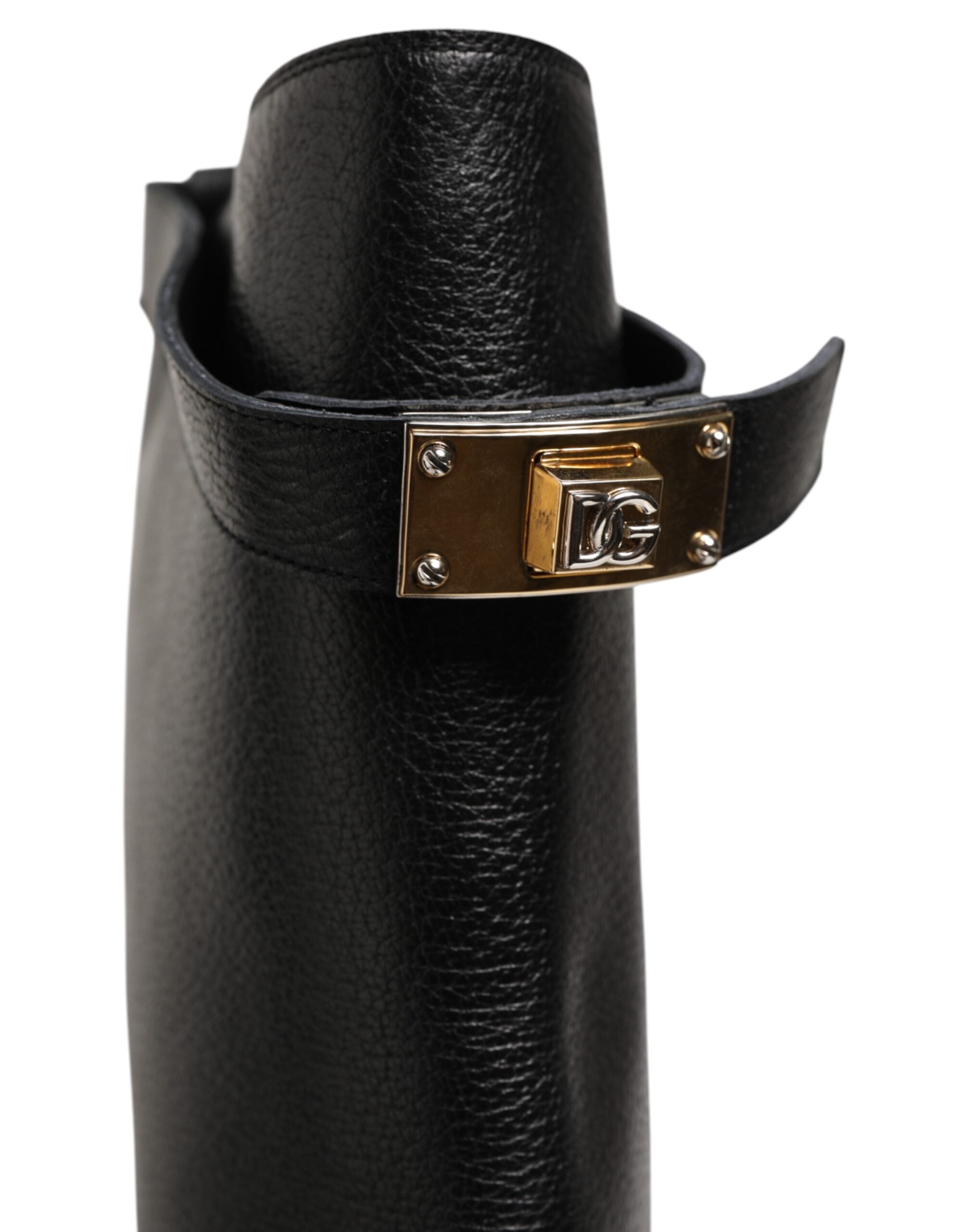 Dolce & Gabbana Black Logo Plaque Over The Calf Boots Shoes-8