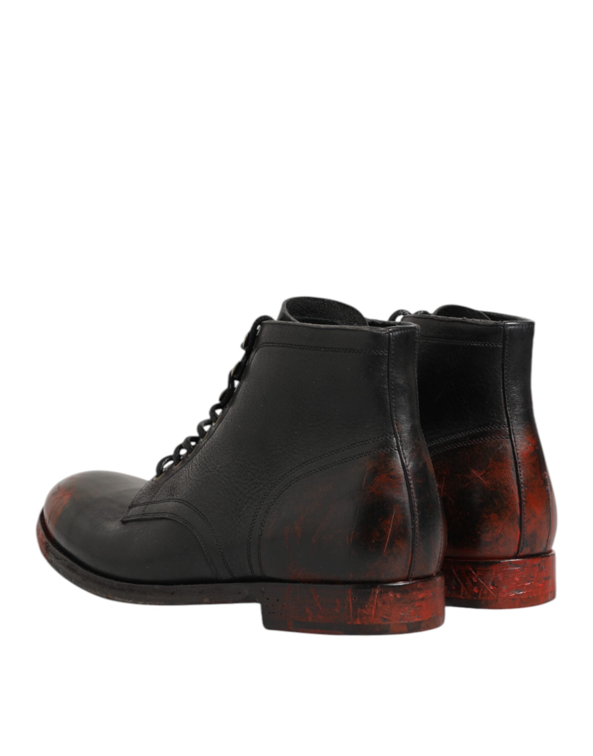 Dolce & Gabbana Schwarze Rote Schnürstiefeletten Kurzstiefel Schuhe-6