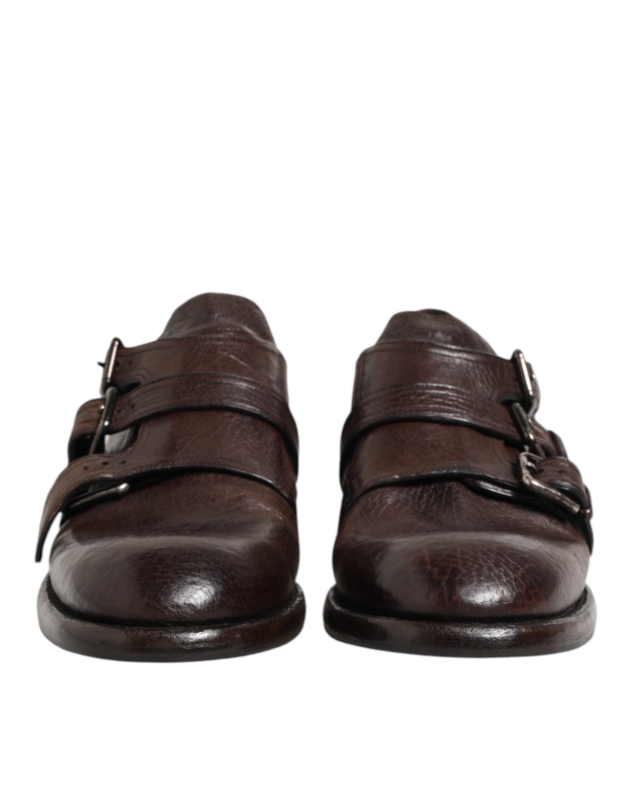 Dolce & Gabbana Braune Leder Monk Strap Formelle Derby Schuhe-3