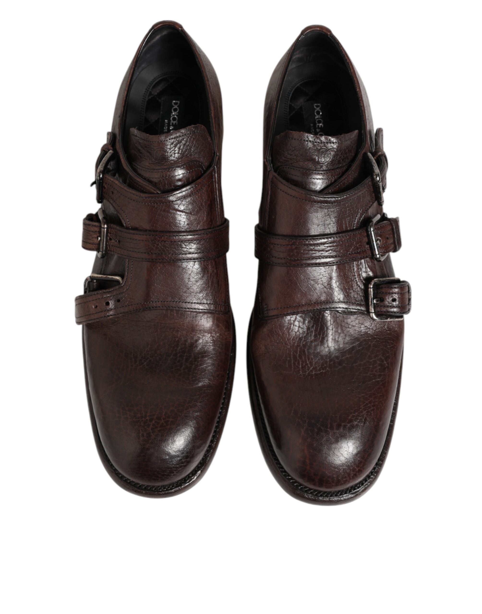 Dolce & Gabbana Braune Leder Monk Strap Formelle Derby Schuhe-4