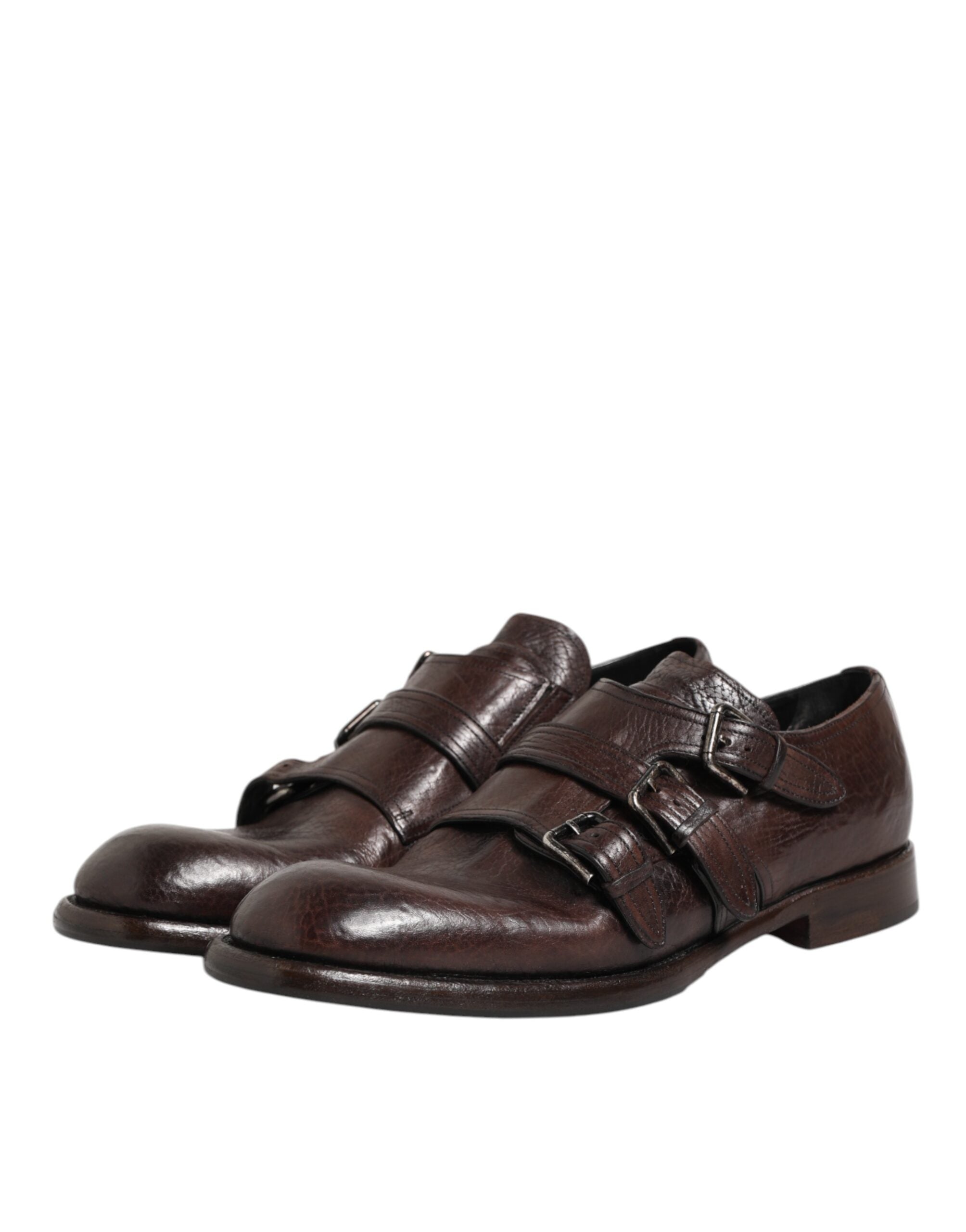 Dolce & Gabbana Braune Leder Monk Strap Formelle Derby Schuhe-5