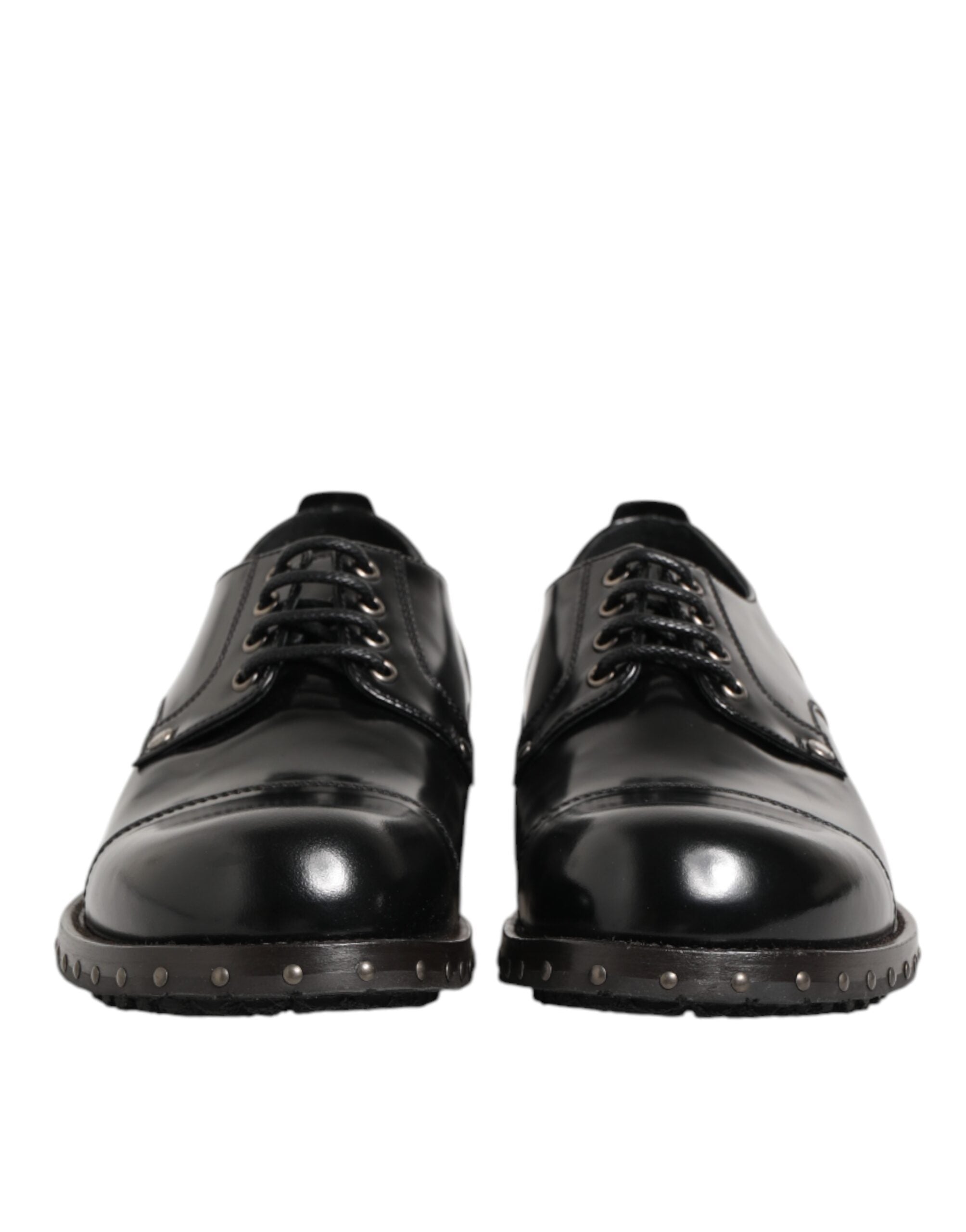 Dolce & Gabbana Black Leather Studded Men's Formal Derby Shoes-3