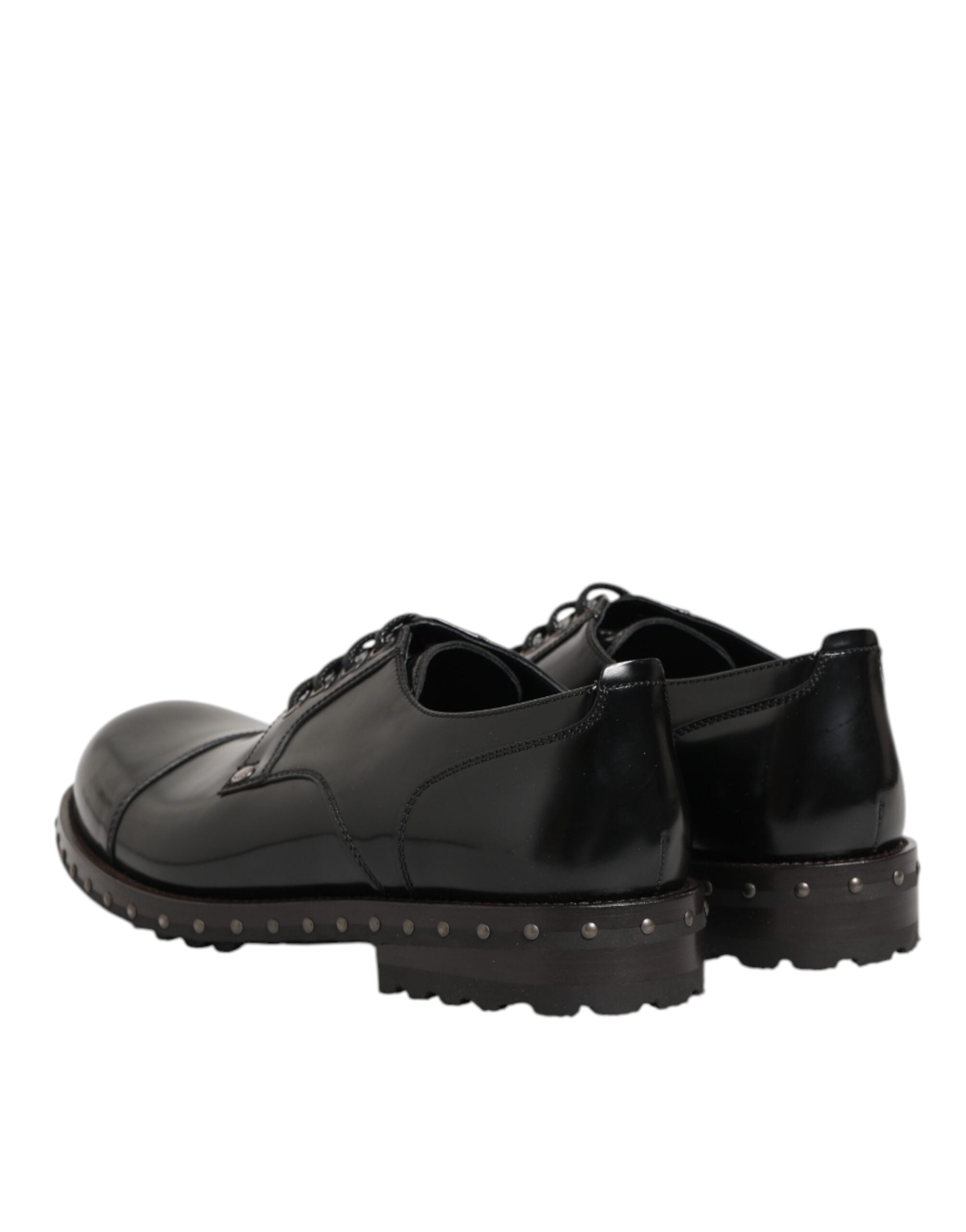 Dolce & Gabbana Black Leather Studded Men's Formal Derby Shoes-6