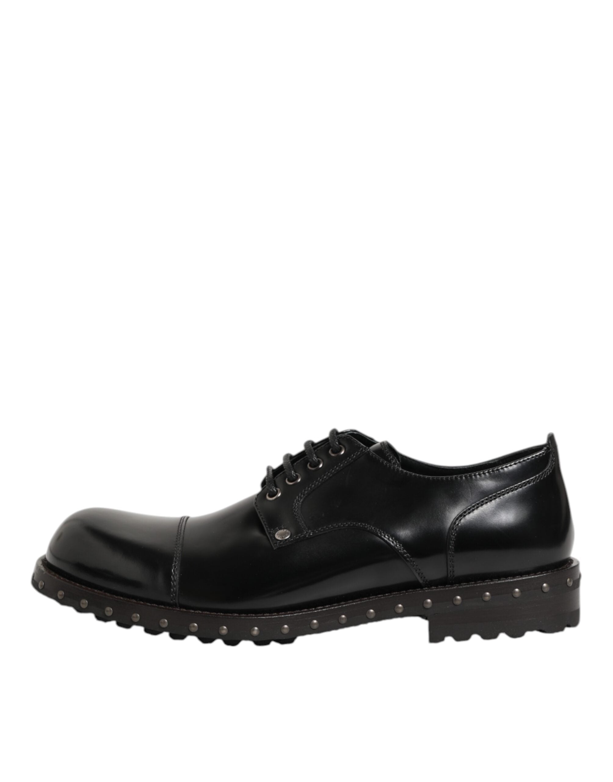 Dolce & Gabbana Black Leather Studded Men's Formal Derby Shoes-7