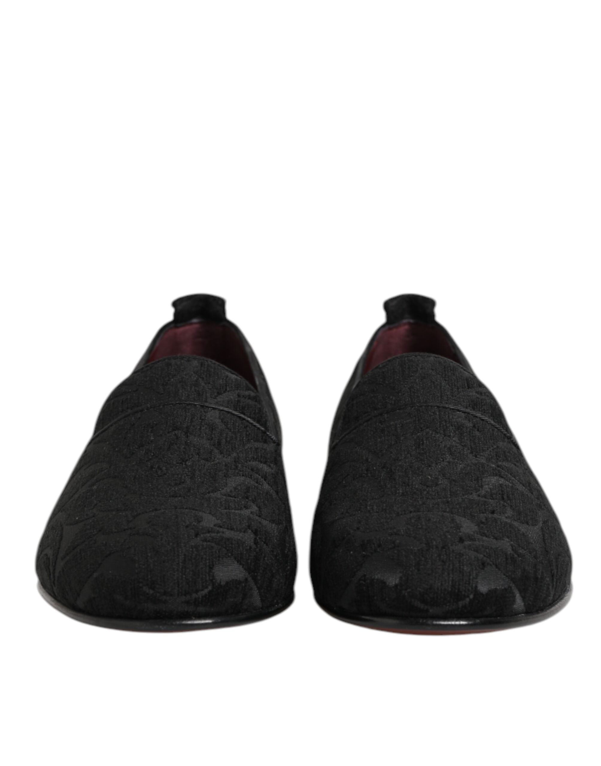 Dolce & Gabbana Black Brocade Loafers Slip On Men's Dress Shoes-3
