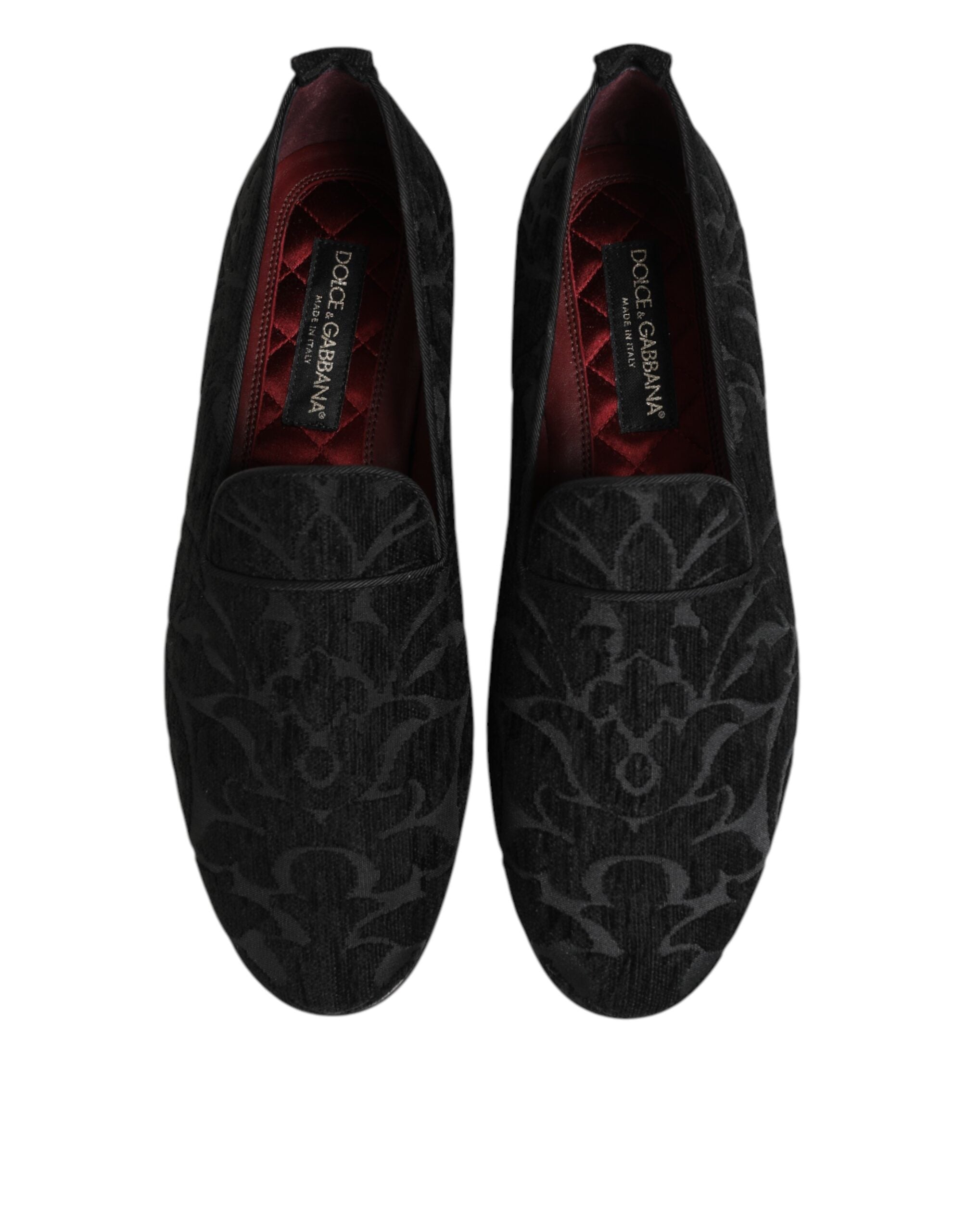 Dolce & Gabbana Black Brocade Loafers Slip On Men's Dress Shoes-4