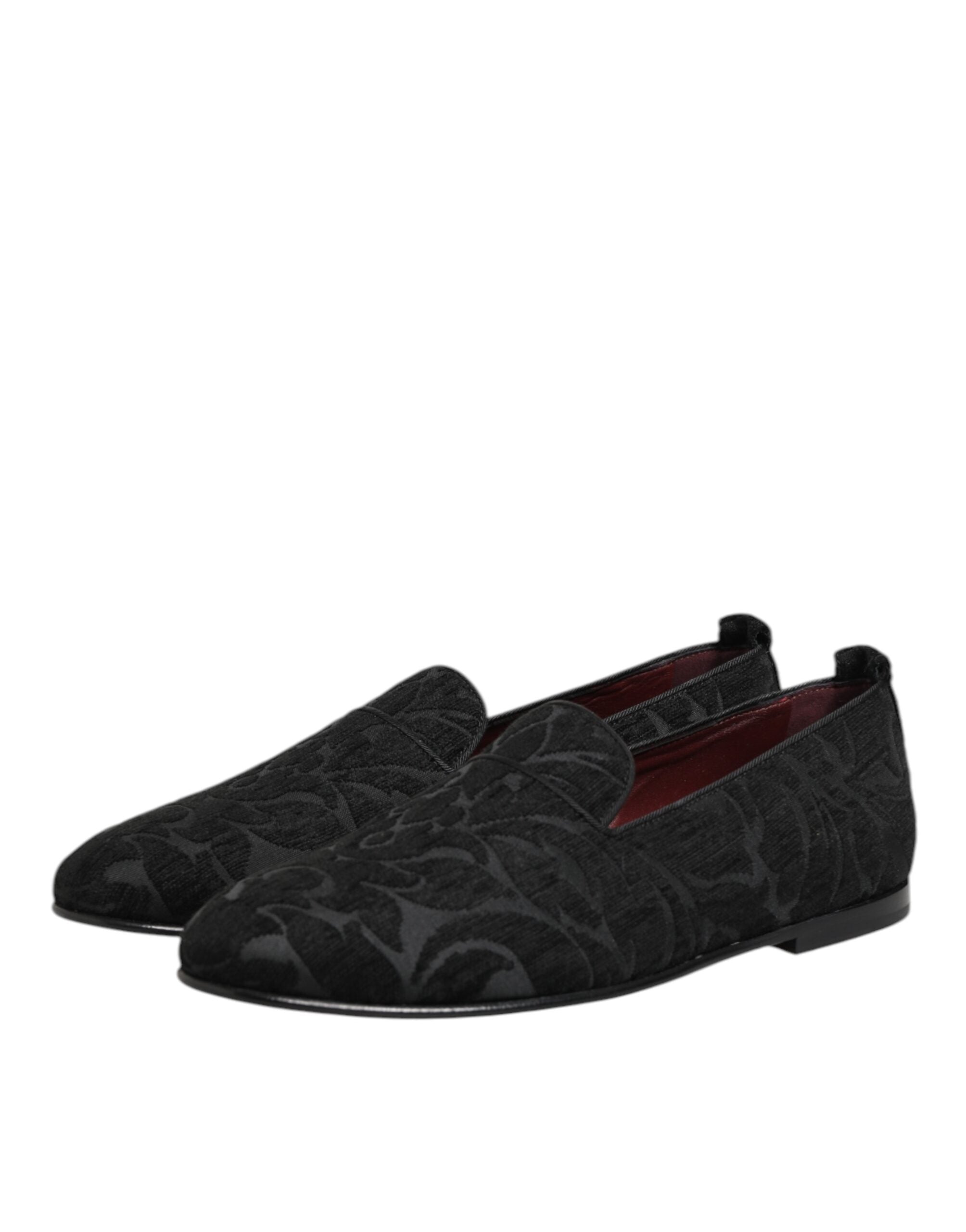 Dolce & Gabbana Black Brocade Loafers Slip On Men's Dress Shoes-5