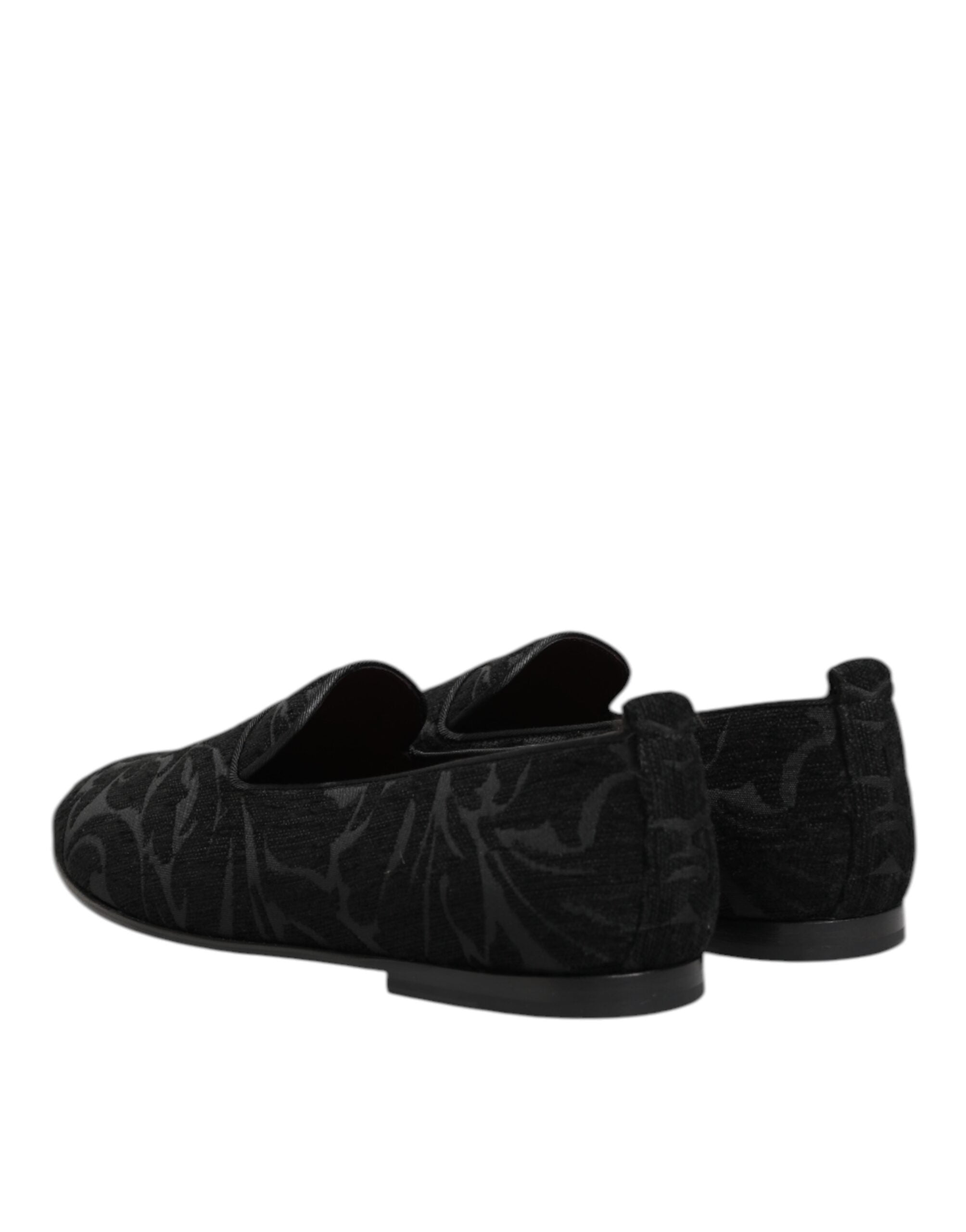 Dolce & Gabbana Black Brocade Loafers Slip On Men's Dress Shoes-6