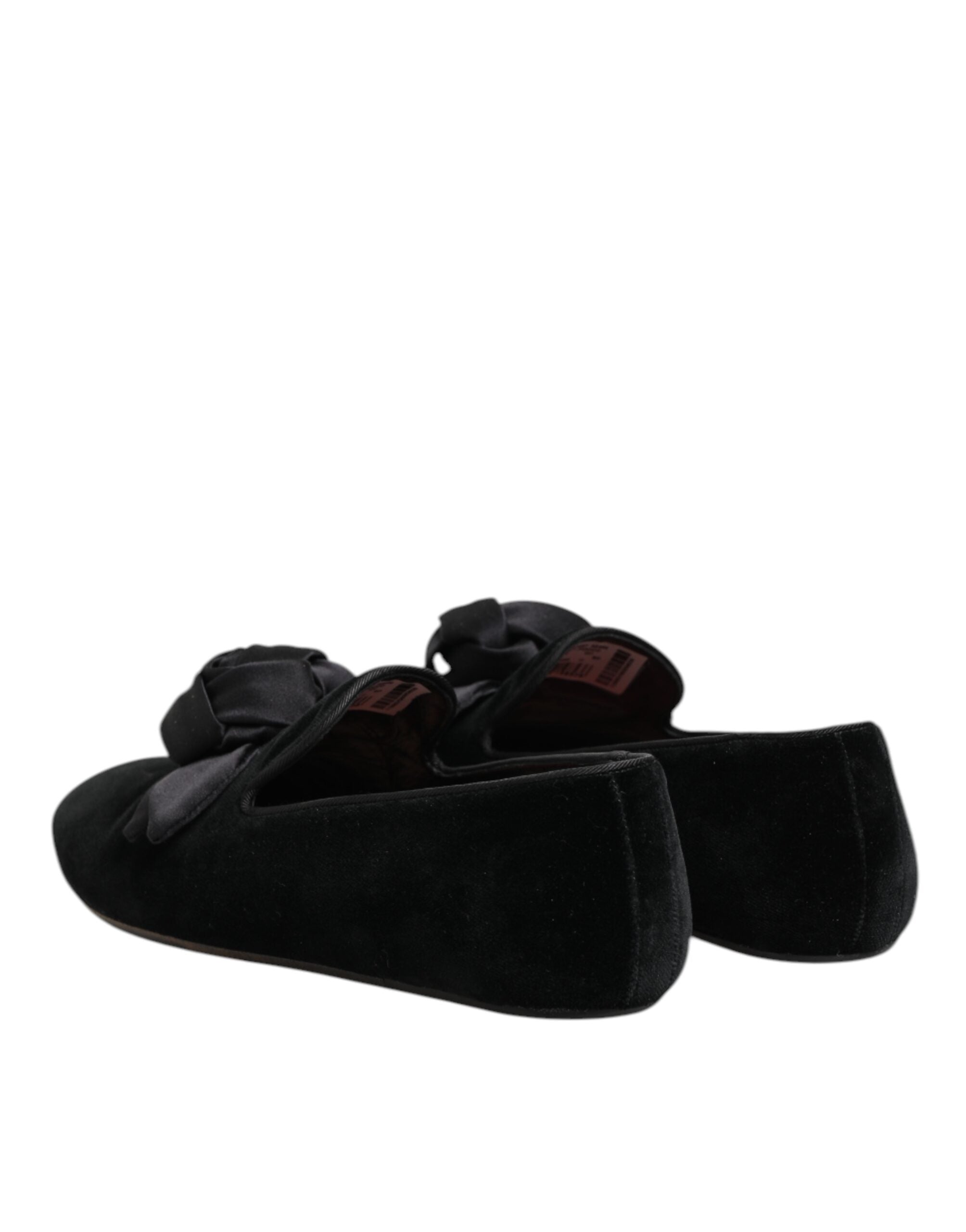 Dolce & Gabbana Black Suede Cotton Rose Slip On Loafers Shoes-5