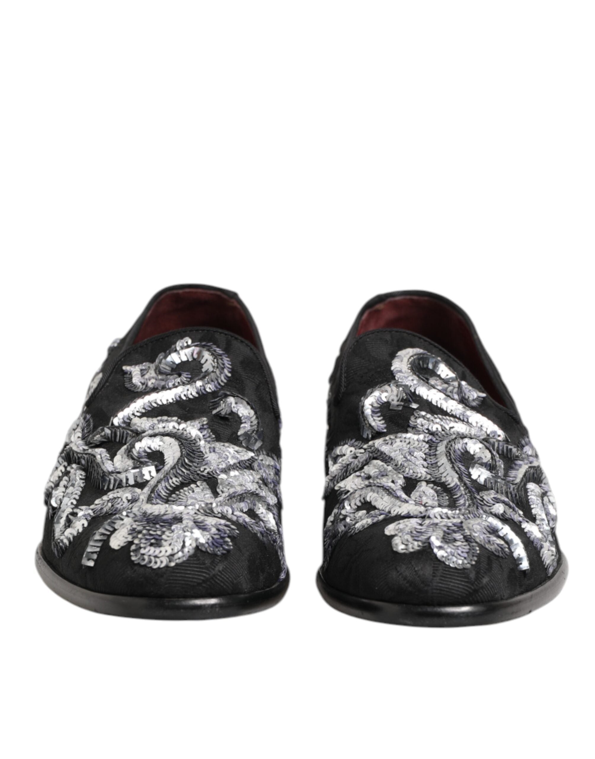Dolce & Gabbana Black Silver Sequin Loafers Men's Dress Shoes-3