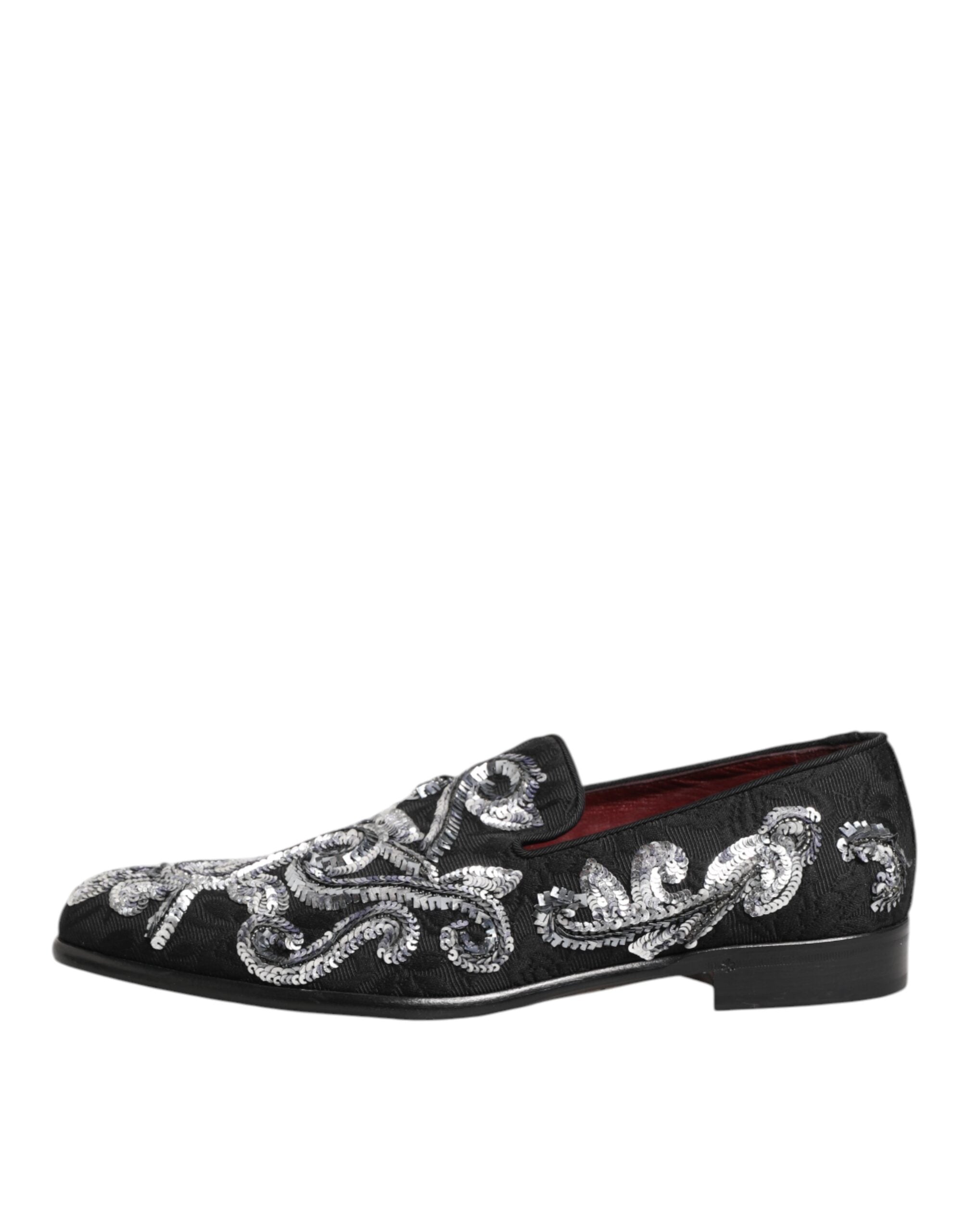 Dolce & Gabbana Black Silver Sequin Loafers Men's Dress Shoes-7