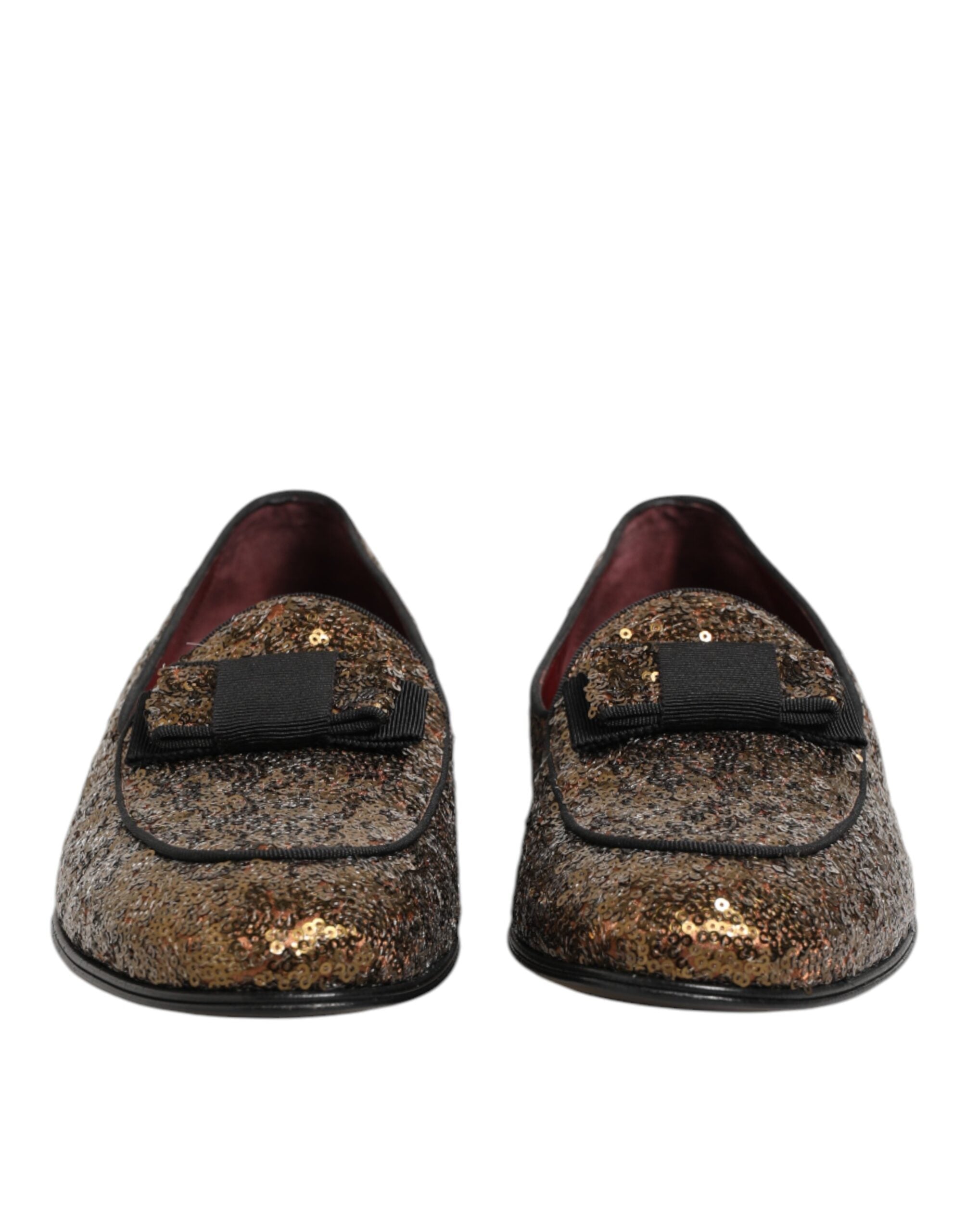 Dolce & Gabbana Gold Pailletten Slip On Loafers Männer Kleid Schuhe-3